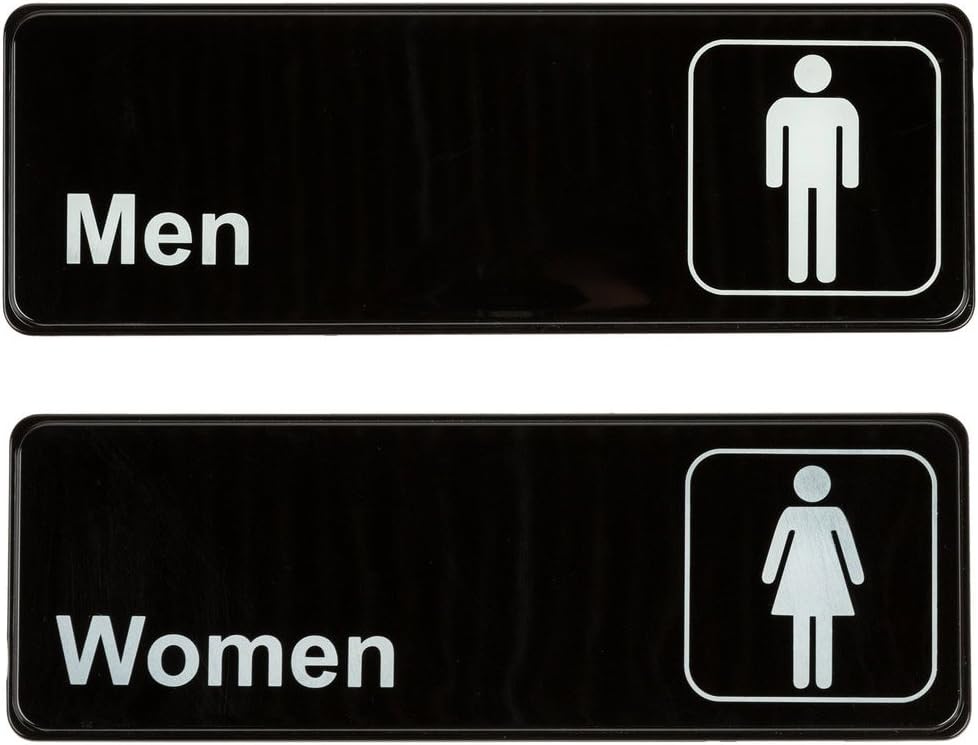 Men and Women Restrooms Commercial Signs Set Toilet Door Plates for Business Restaurant, 3" x 9"