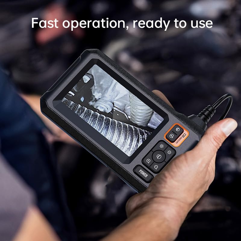 Endoscope Camera with Light, Borescope Camera with 4.3" IPS Screen, 1920P HD with 8 LED Lights, 16.4FT Semi-Rigid Cord Bore Scope, Gadgets for Men & Tools for Men