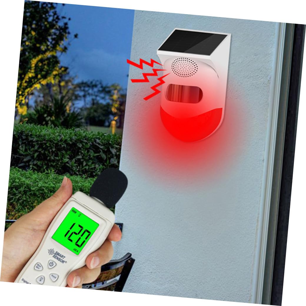 Tofficu 2 Piezas Detector de Movimiento Solar para Exterior Alarma de Seguridad Inalámbrica con Sensor Detección de Movimiento y Alarma de Vibración para Puertas y Color y Rojo