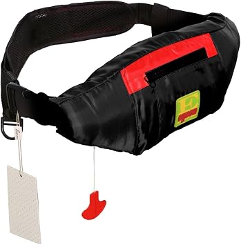 Top Safety Life Belt Pack with Whistle - Manual Inflatable Slim Waist Belt Life Vest Preserver PFD for Boating Fishing Sailing Kayaking Surfing Paddling Rafting Swimming - Adjustable Life Saving Vest