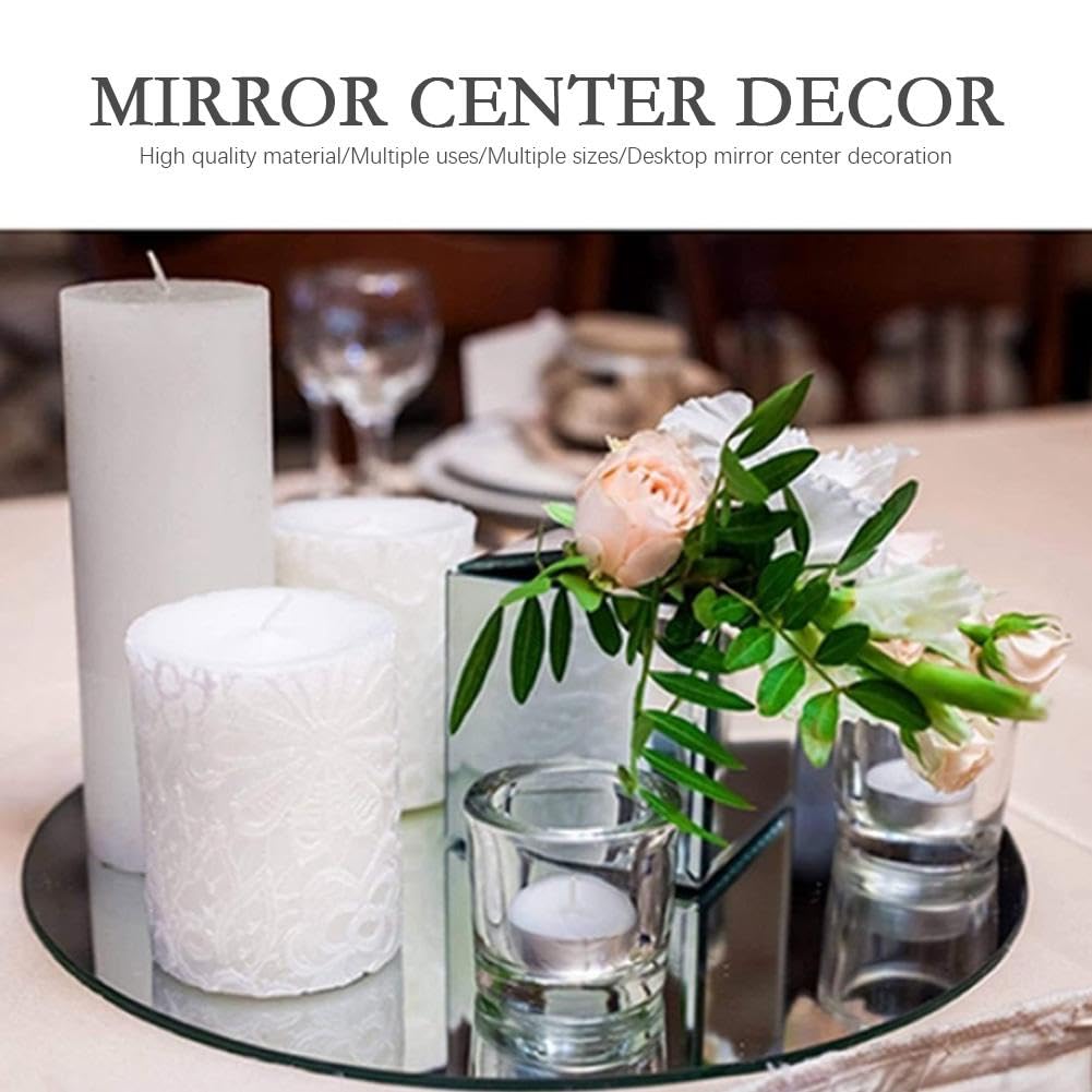 OLYCRAFT 6 Piatti Specchio Rotondi In Vetro - 20cm Diametro | Vassoi Decorativi Per Centrotavola, Parete O Bagno - Foto 3