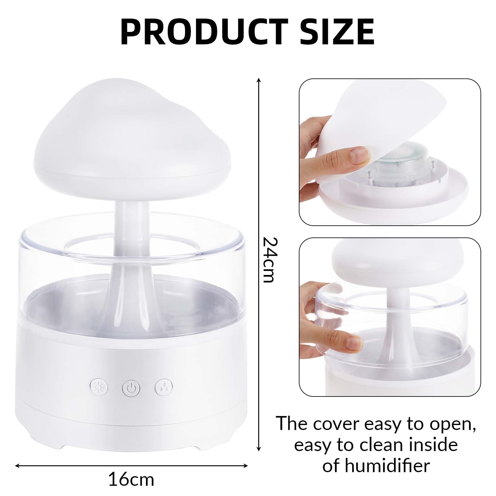 Nuages De Pluie Humidificateur D'air, 3 Modes Pluie/Veilleuse 7 Couleurs | 400 ml, Simuler la Chute de Gouttes de Pluie, Aide à Dormir Et à Se Détendre