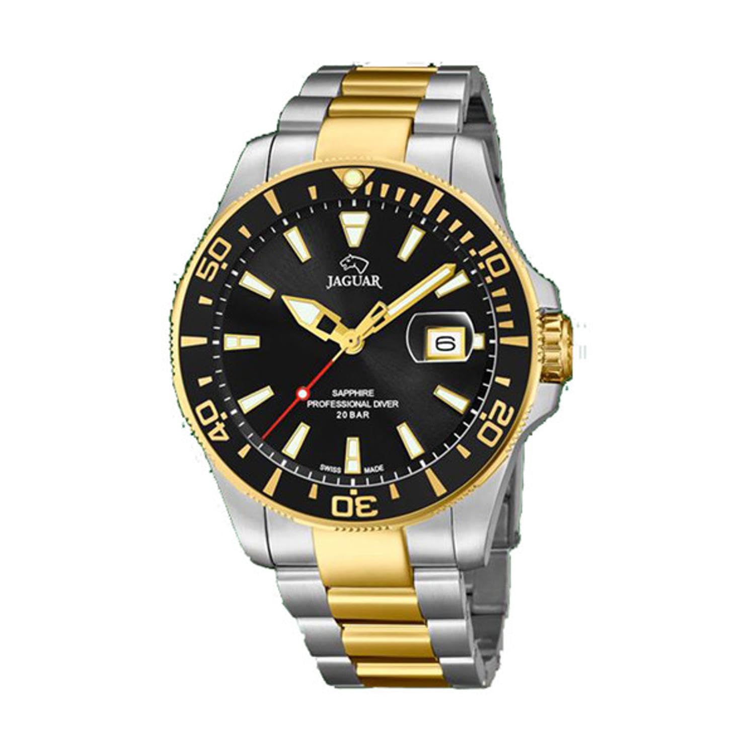 JAGUAR J863/D Executive Collection Watch 43.5 mm Black Case with Two-Tone Steel Strap for Men