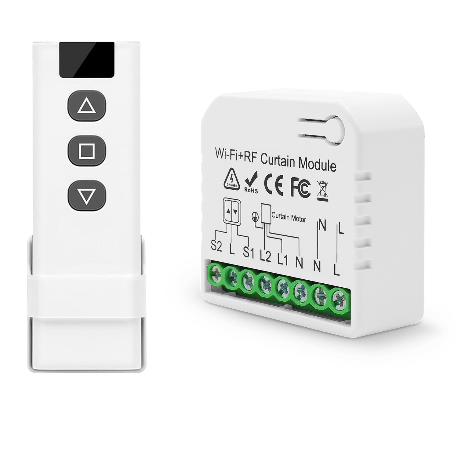 Interrupteur Module Volet Roulant Connecté, Tedeligo Commutateur Rideau Stores WiFi Avec Commutateur Distance RF 433Mhz Compatible Avec Tuya Alexa Google Home Pour Le Contrôle De La Minuterie Vocale