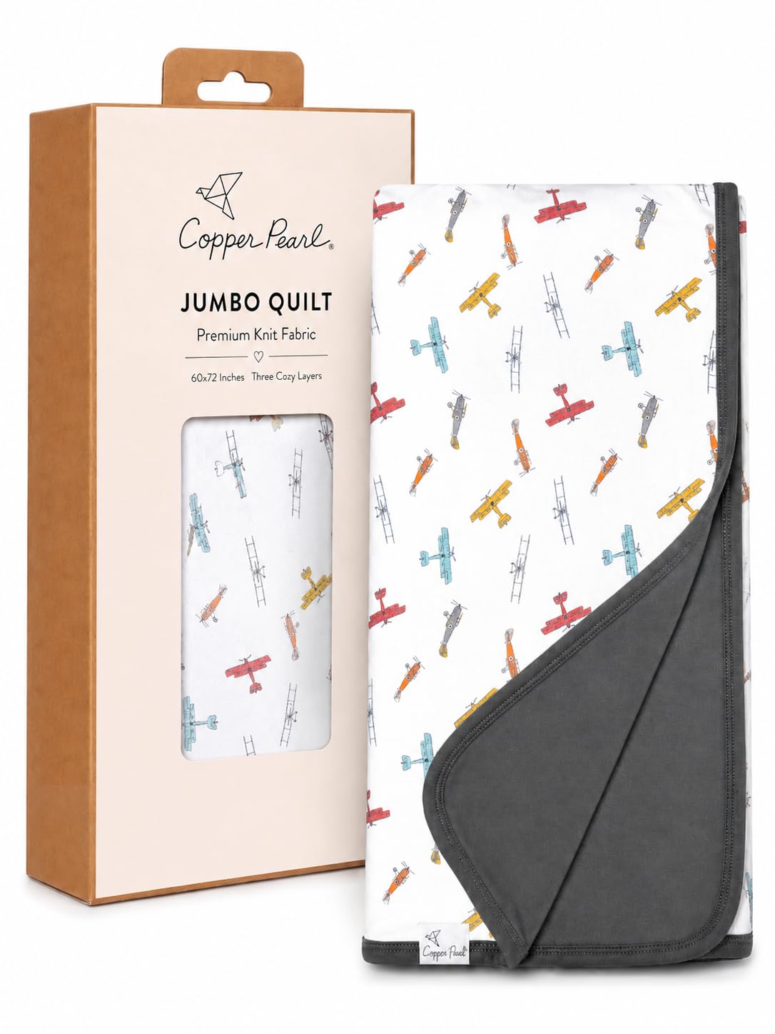 Copper Pearl Jumbo Three-Layer Baby Blanket: Soft Baby Quilts for Boys and Girls | Breathable, Cozy, Toddler Blanket | Baby Quilt for Newborns | 60x72 Premium Material | Ace