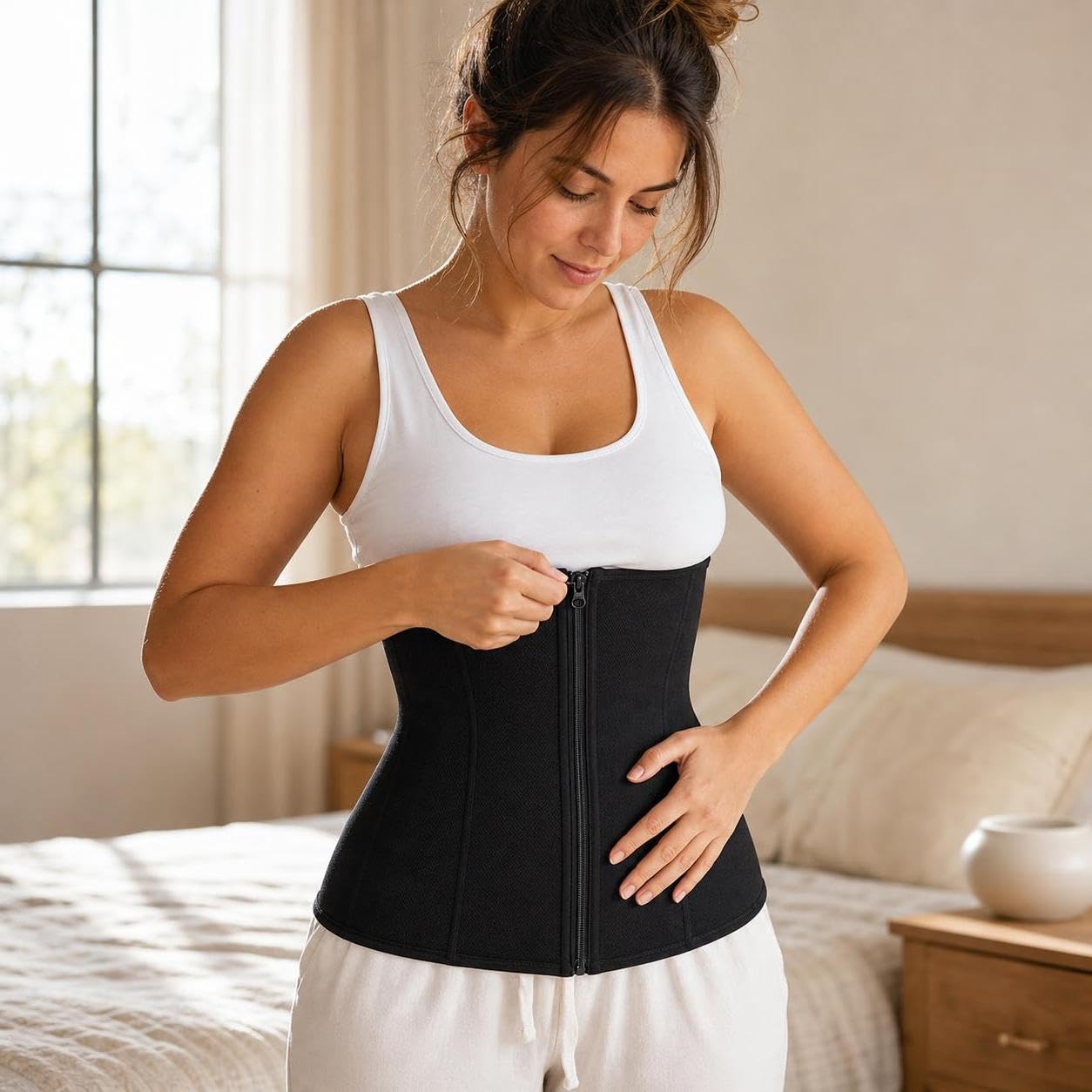 Guaina Donna Stretta in Maglia Alta Elasticità per Sostenere La Postura E Snellire i Fianchi con Design Sottile Atta per Allenamento E Uso Quotidiano, Nero, Nero, M suggerito 40-50 kg