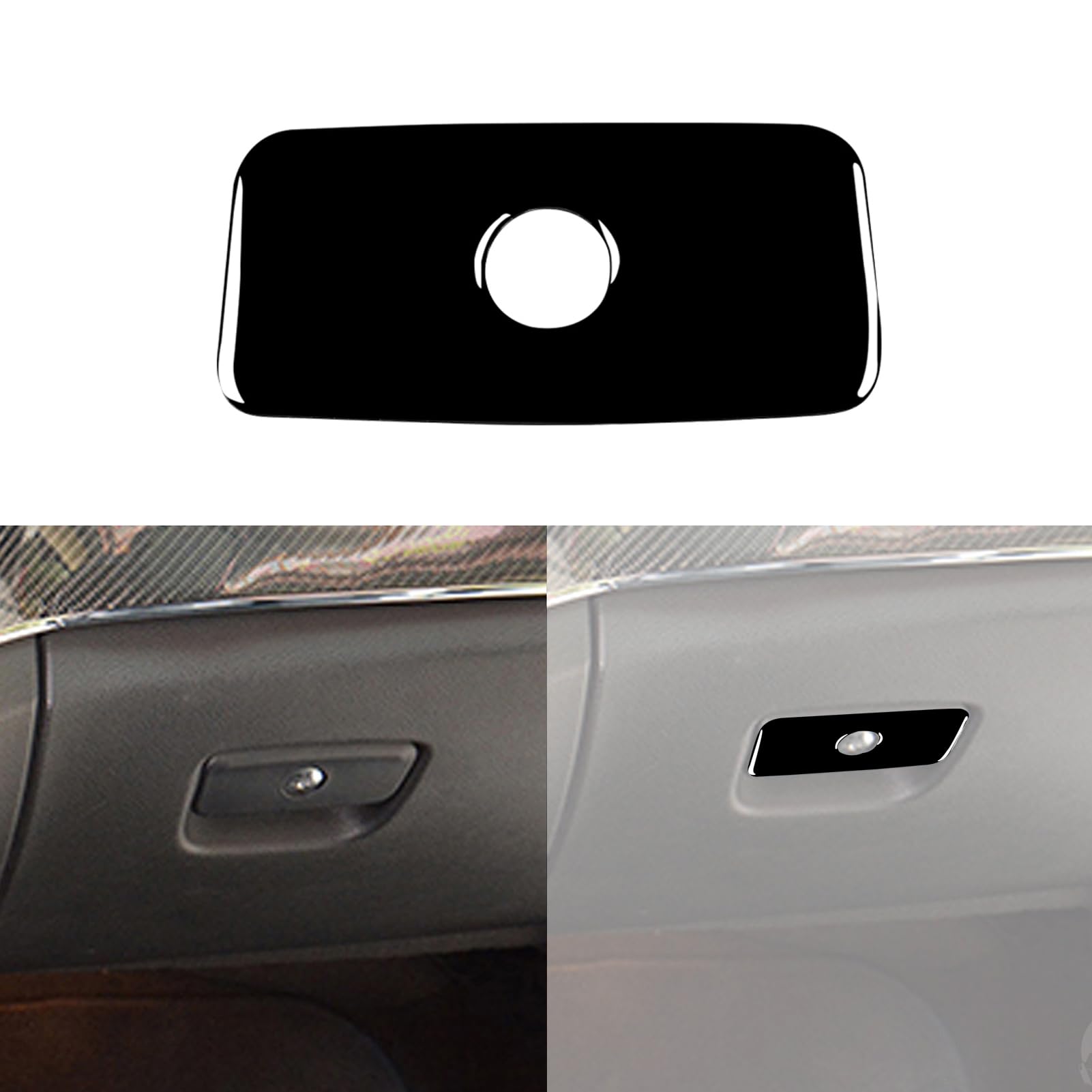 PJFUS Car Co-Pilot Storage Glove Box Panel Handle Switch Sticker Glossy Bright Piano Black Decal Interior Trim Sticker Compatible with Jeep Grand Cherokee WK2 2011-2021 Auto Decoration Accessories
