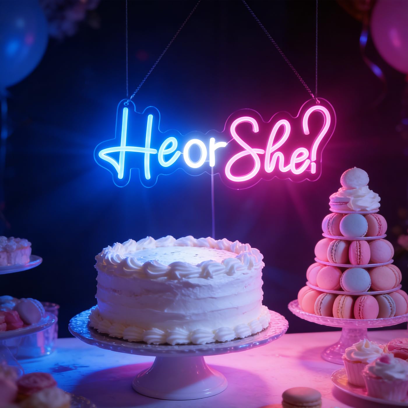Nordstylee - Segnali al neon LED per rivelazione del sesso, decorazioni per feste, segni con lettere al neon, annunci di gravidanza, forniture per feste, cartelli per baby shower da giardino (Rosa-blu