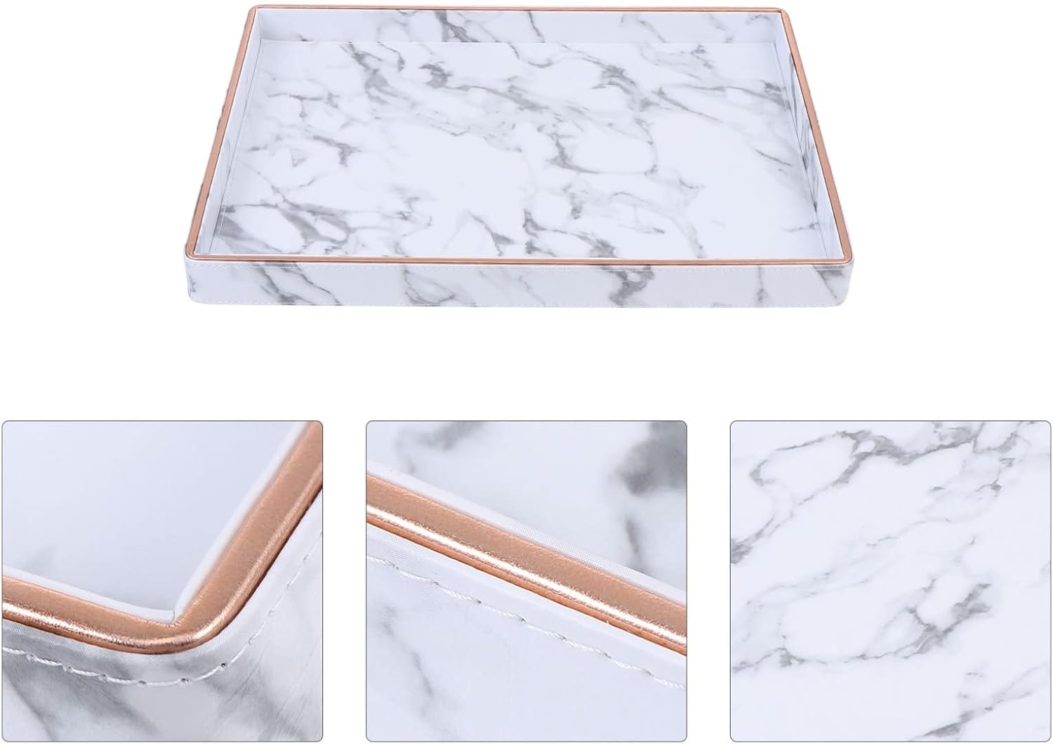 1pc Marble Grain Storage Tray Multi-Purpose Bathroom Organizer for Jewelry Perfumes and Toiletries Decor for Living Spaces and Vanity