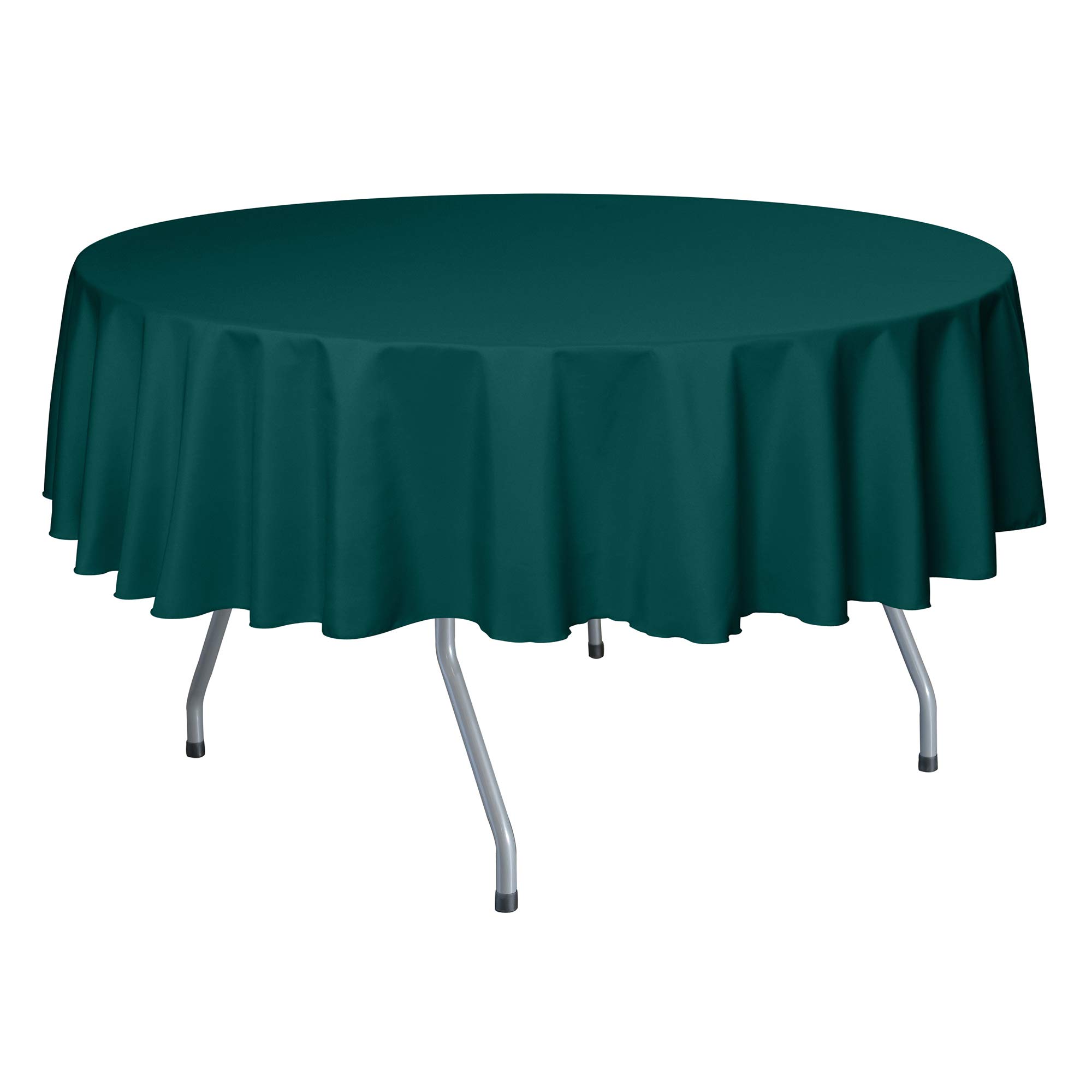 Ultimate Textile 84in Round Table Cloth - Polyester Linen Tablecloth with Seamless Design, Machine Washable, Stain & Wrinkle Resistant - Teal, 3 Pack