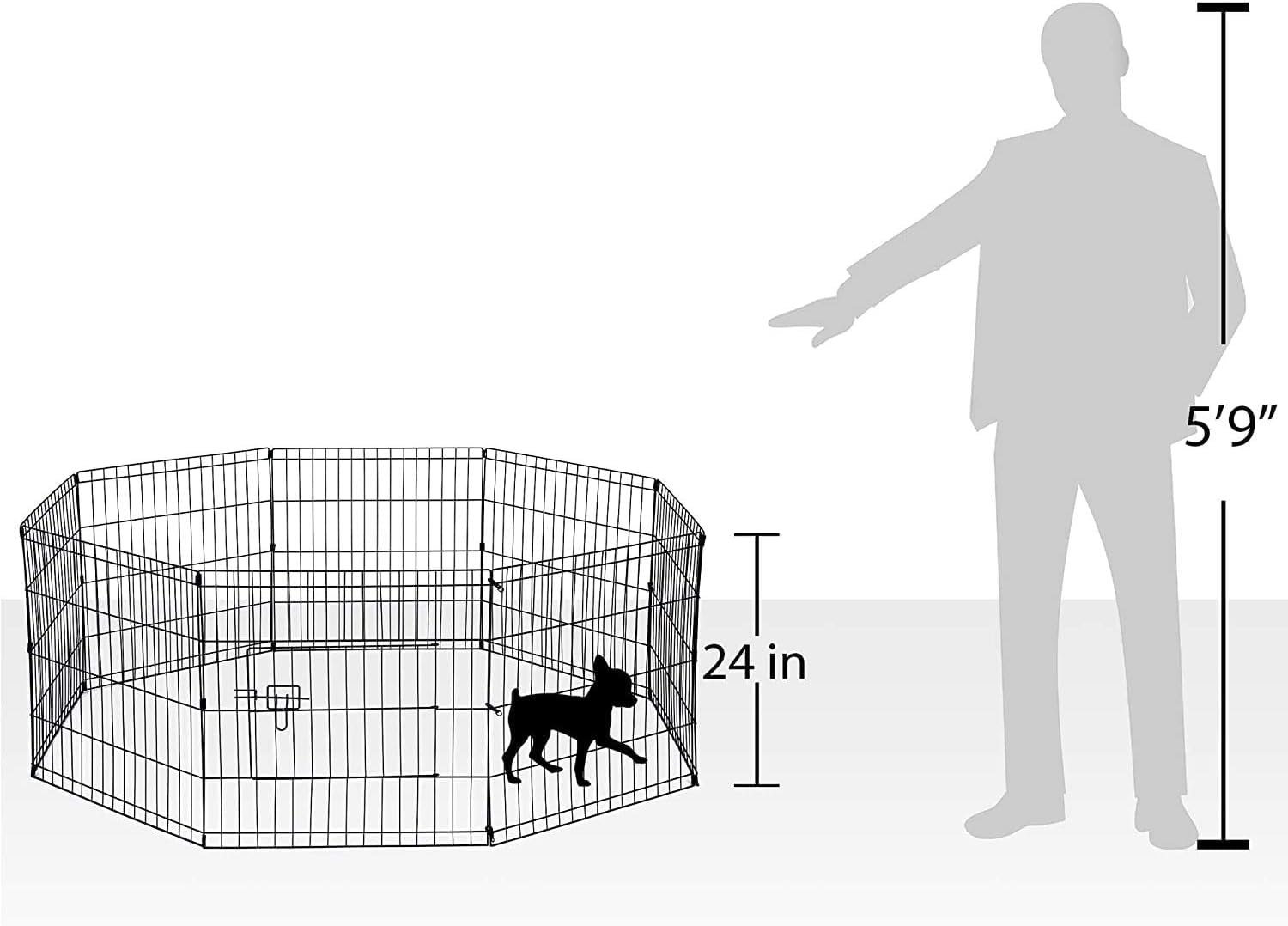 UNDERDOG Parque Infantil de 8 Paneles Adecuado para Perros/Cachorros/Gatos y Conejos Plegable, Ideal para Uso en Interiores y Exteriores (61 cm, Plateado)