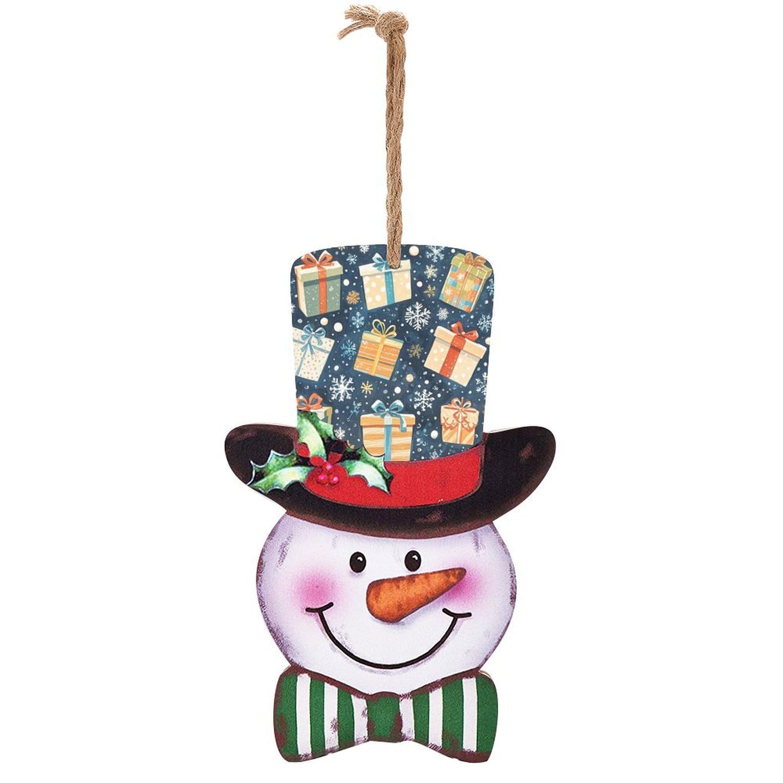 Décoration murale bonhomme de neige en bois pour l'entrée de maison