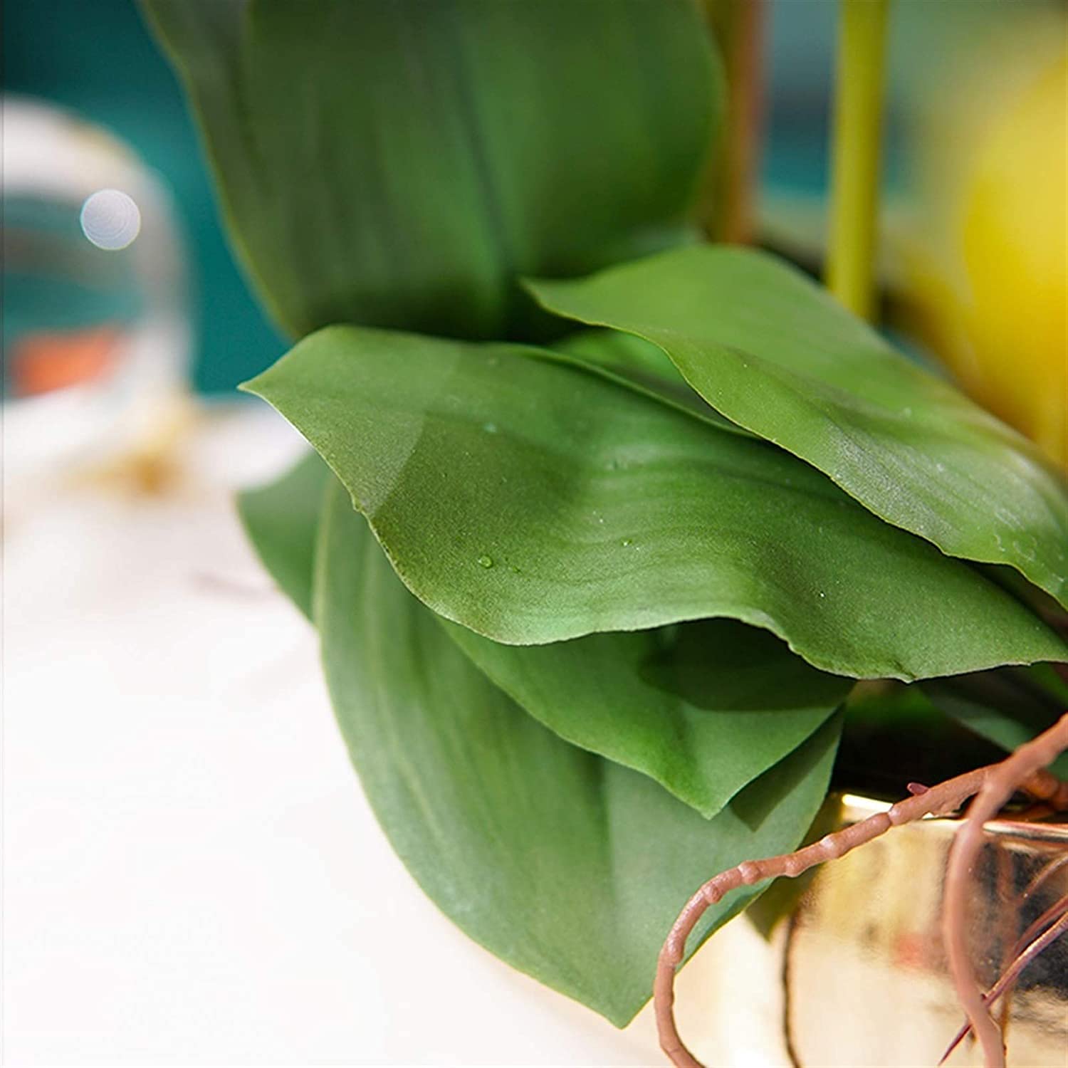 Fleur Artificielle Élégante Fausse Orchidée Plante en Pot de Luxe Fleurs artificielles Phalaenopsis Arrangement de Plantes Fleurs artificielles Décoration Belle Forme