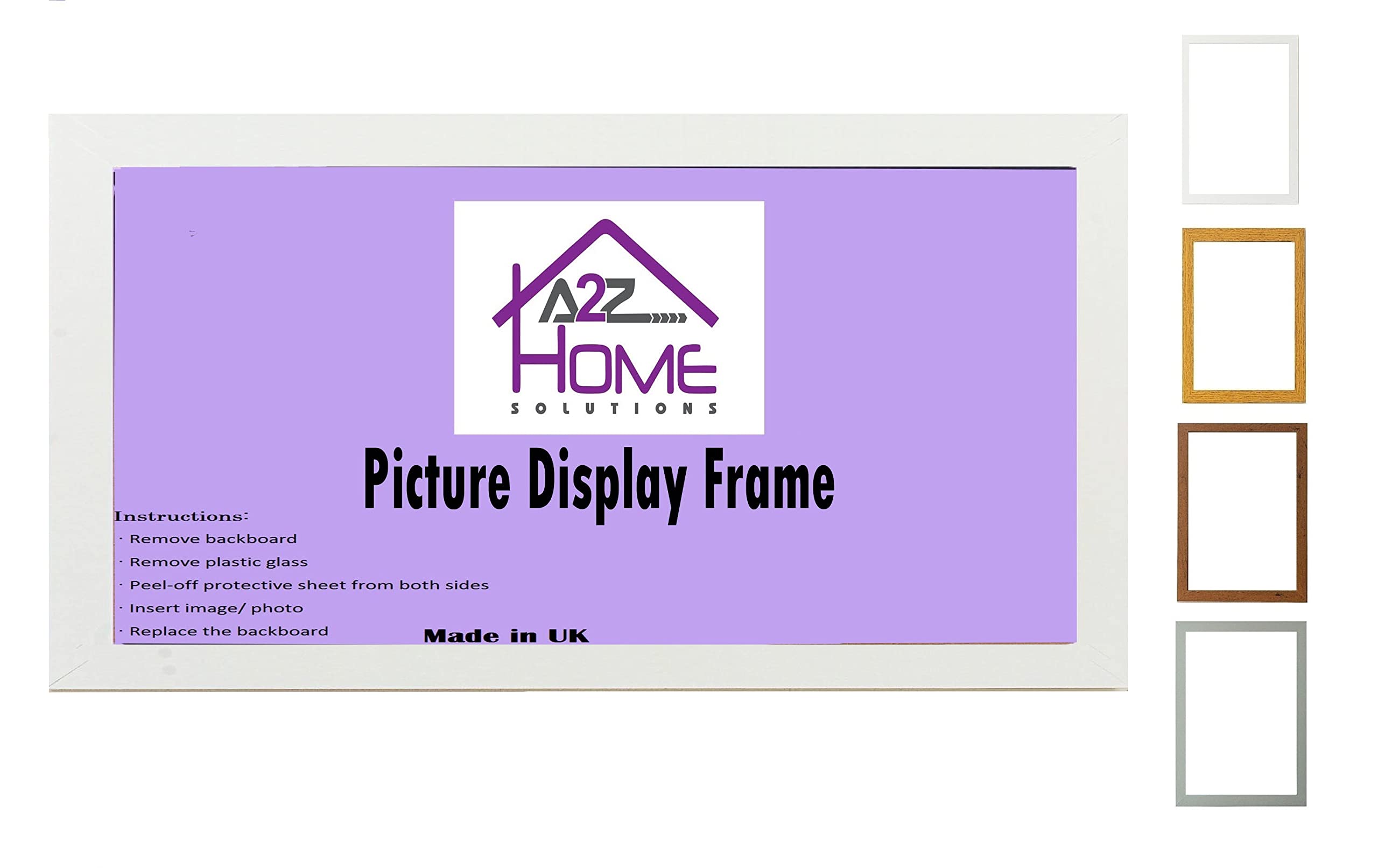 A2Z Home Solutions® Large Wall Picture Frame Stunning Look Quality Backing Landscape & Portrait Display Photo Frame For Wall Poster Canvas Painting Certificate Art Gallery (60x20 cm, White)