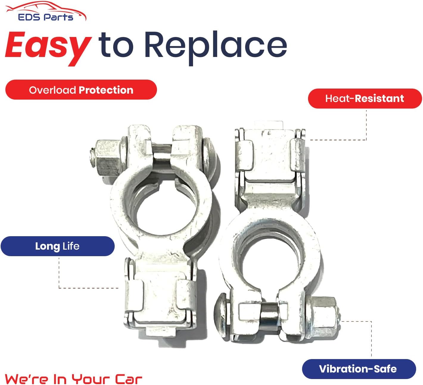 EDS 926-496 & 926-497 Battery Terminal Connectors | Positive & Negative Tin-Plated Copper Alloy Replacement | Direct-Fit for Chrysler/Dodge/Jeep & Similar Models | OEM-Style, Corrosion-Resistant