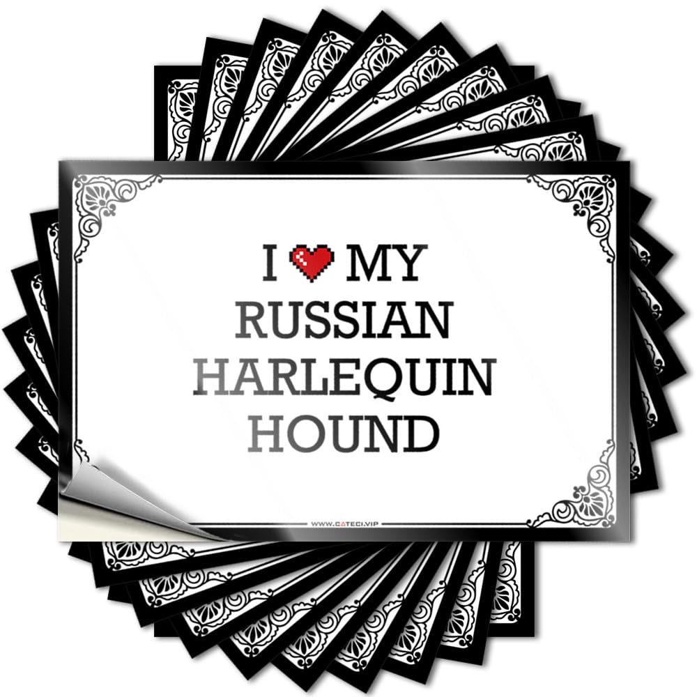 I Love My Russian Harlequin Hound Cute Quote | Aesthetic Waterproof Vinyl Helmet Stone Removable Decal Peel Stick(12X18CM)
