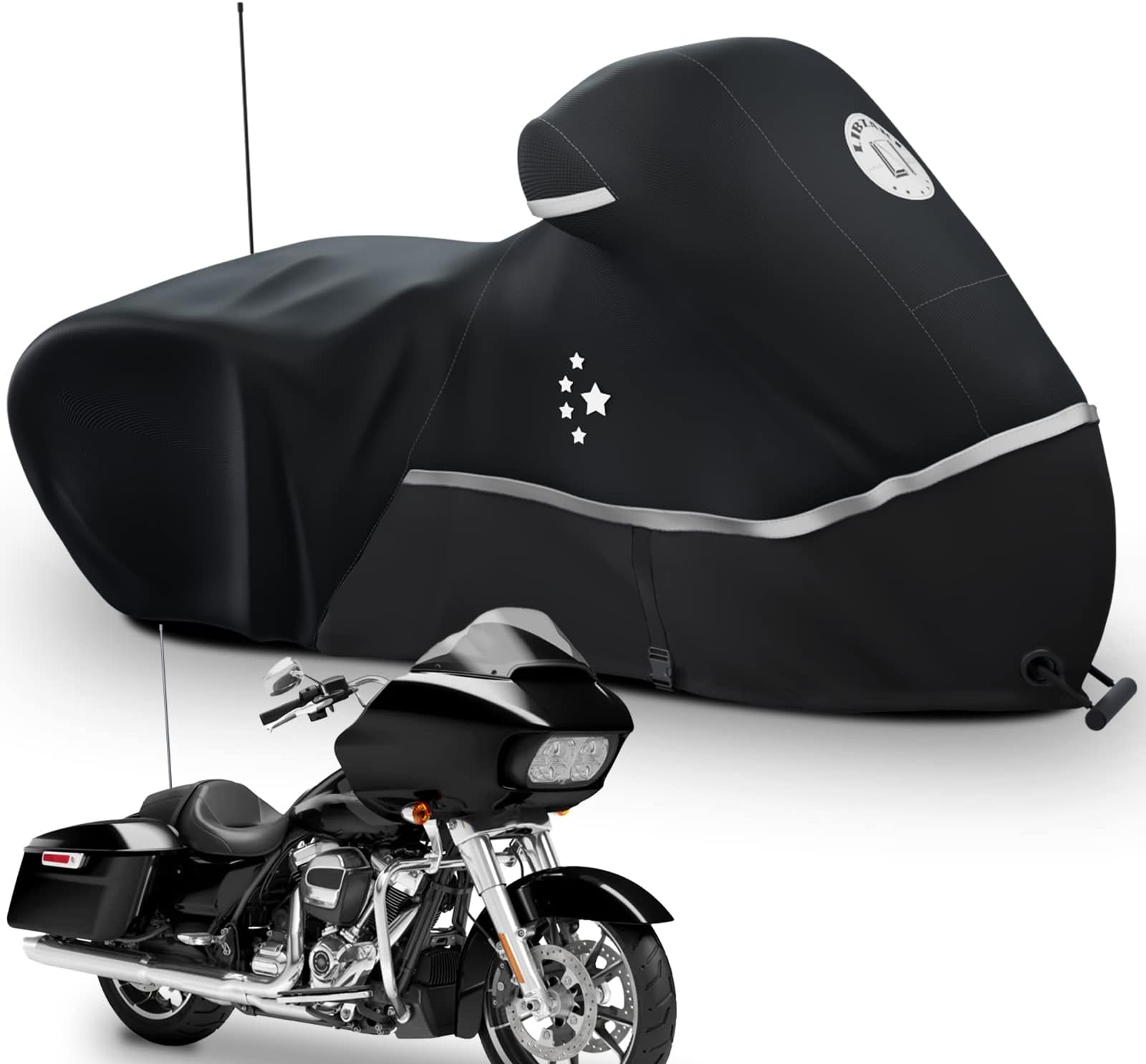 Motorcycle Cover Storage for Touring Models Harley Davidson Road King,Road Glide,Street Glide, Electra Glide,Heritage Classic,Low Rider-ST,Indian/Honda/BMW/Ducati/Suzuki/Kawasaki/KTM Black