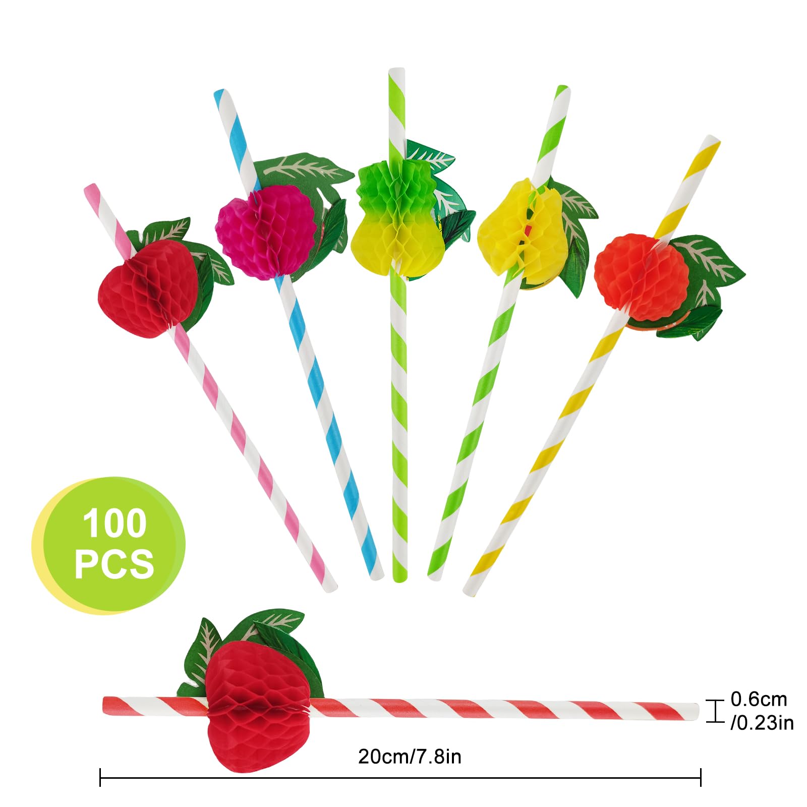 100 sztuk słomek papierowych 3D, słomki do koktajli, kolorowe papierowe słomki do picia, biodegradowalne słomki papierowe do zimnych napojów, soków (kolor losowy)