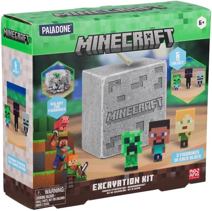 Paladone Minecraft Official Licensed Excavation Kit for Kids, Gamer Decor and Gift for Boys and Girls, 3 Iconic Gaming Characters Included, Interactive Dig Toy - Image 7