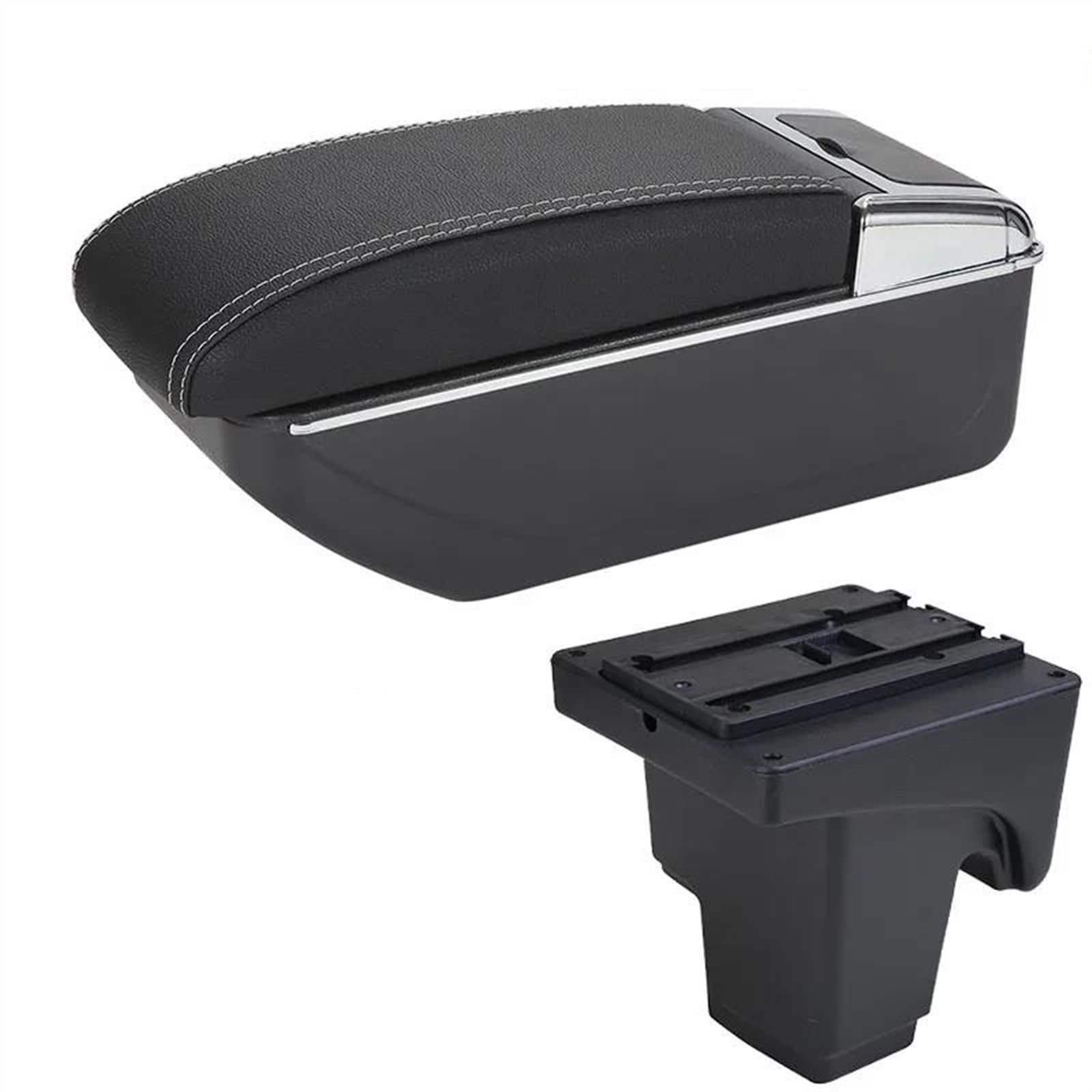 NMJLQW Storage Rack Car Armrest Box Car Accessories Storage Box Interior Details Retrofit Parts For Focus 3 MK3(D3 Black white No USB)