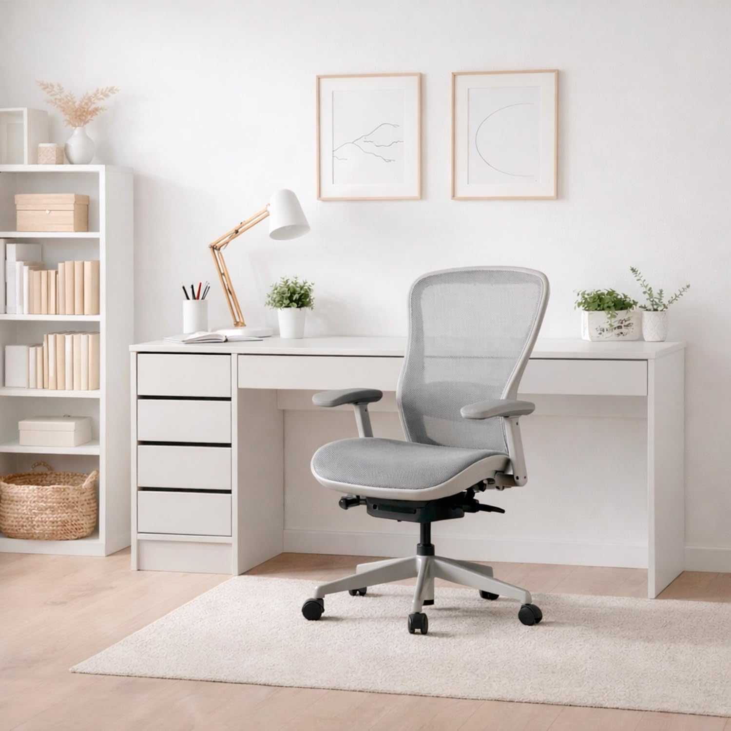 Arreditaly Scrivania Moderna Con 4 Cassetti E 1 Cassettone Centrale Scrittoio Tavolo Da Studio Multifunzione Home Office Reversibile Ufficio Design Kolkata 120 x 75 x 55 Cm (Cashmere)