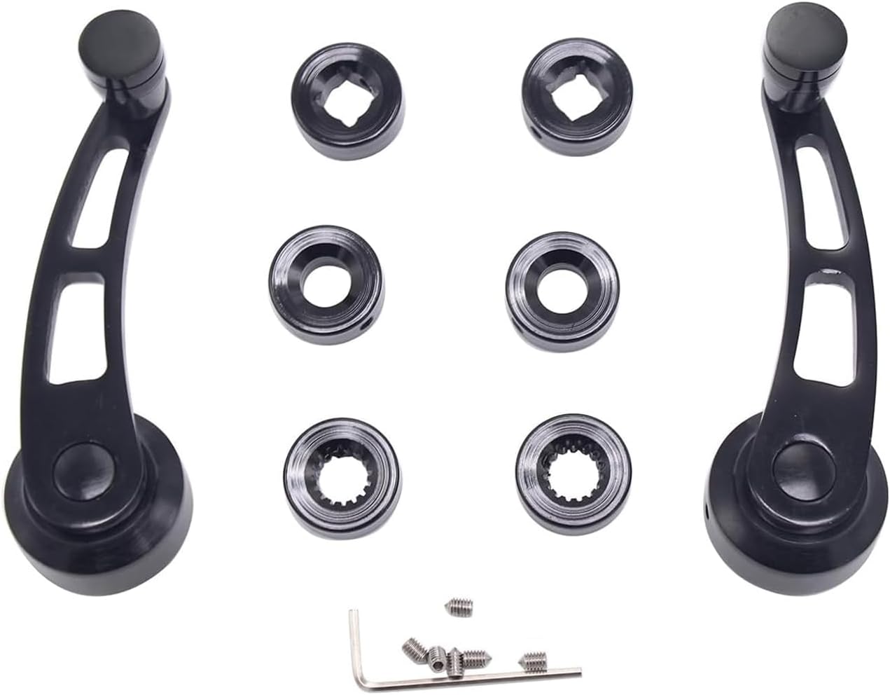 Billet Aluminum 4-1/4" Window Crank Handle Kit Compatible for Hot Rod Chevy Ford Chrysler(Black)