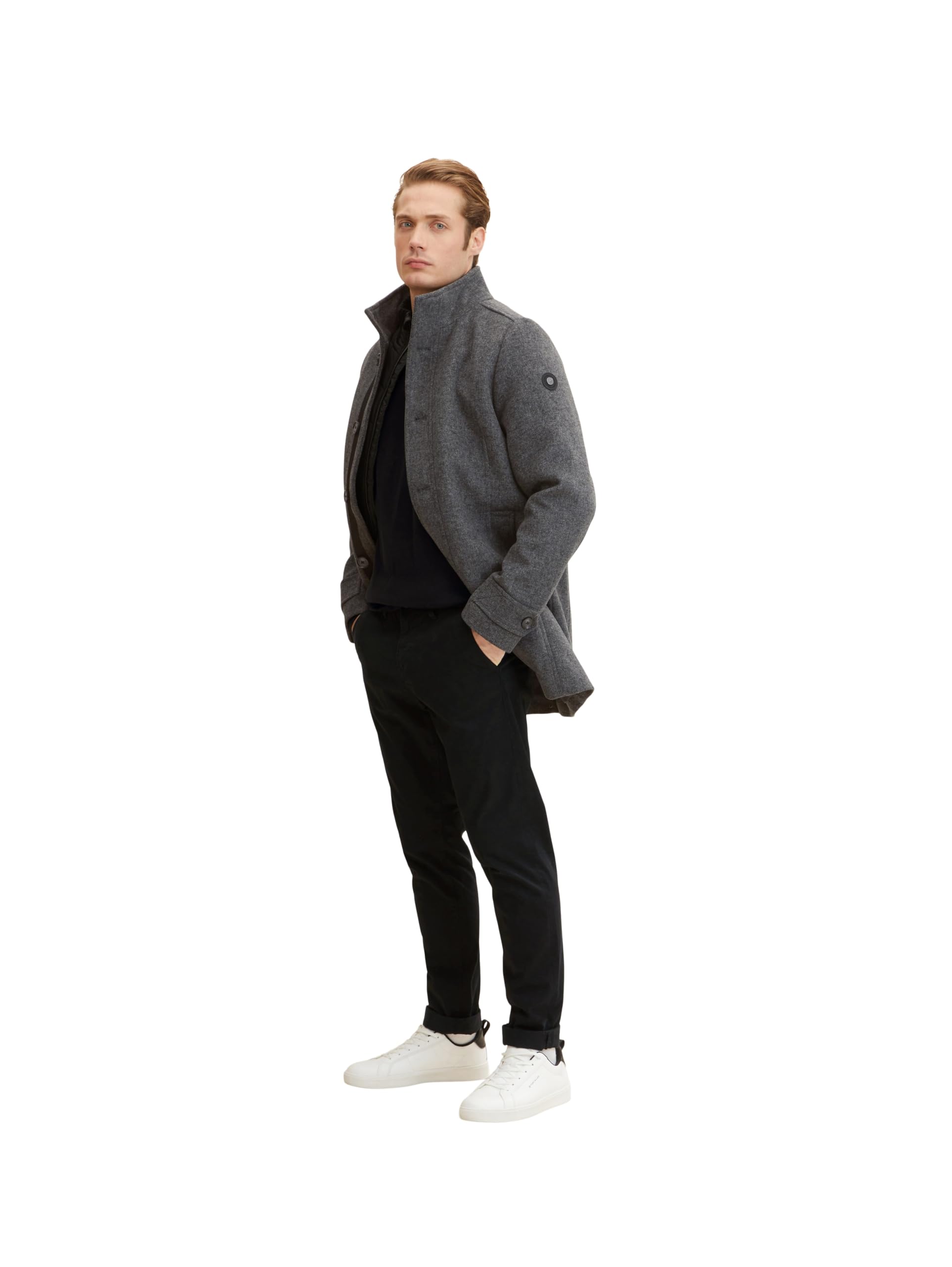 Tom Tailor Herren Wollmantel mit Innenjacke