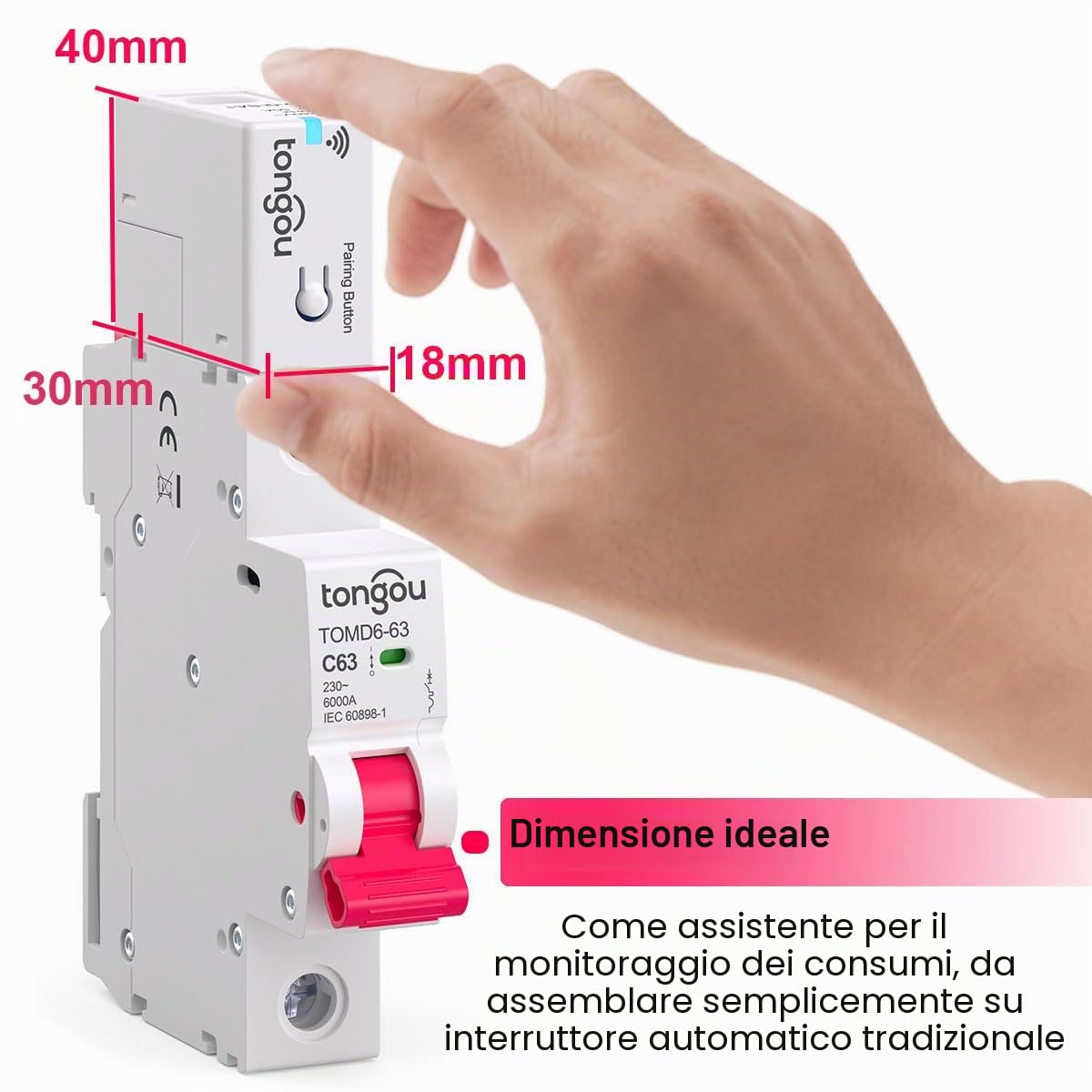 TONGOU 4 PCS Misuratore di energia WIFI Smart life, Ripristino dei consumi ed esportazione dei dati, accessorio del contatore elettrico di vita intelligente (50A/ 100~240vac)