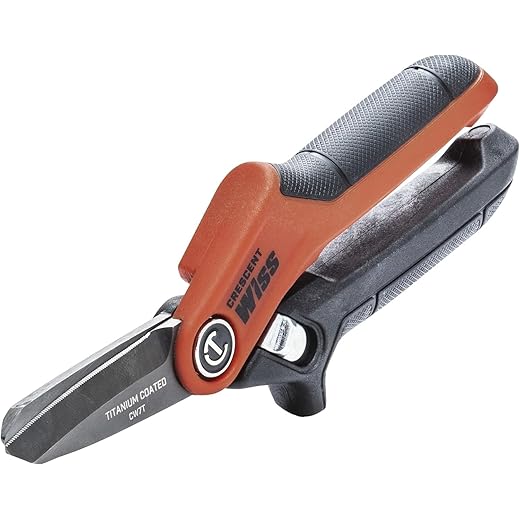 Crescent Wiss 7-1/2" Titanium Coated Tradesman Utility Shears - Industrial Heavy Duty Utility Shears/Scissors for Cutting Leather, Wire, Cardboard - CW7T