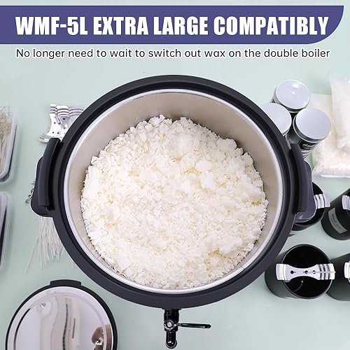 Miniatura 2 de TOAUTO WMF-5L - Derretidor de cera para hacer velas, olla de fusión de cera de vela con boquilla de vertido más rápido y controlador de temperatura,