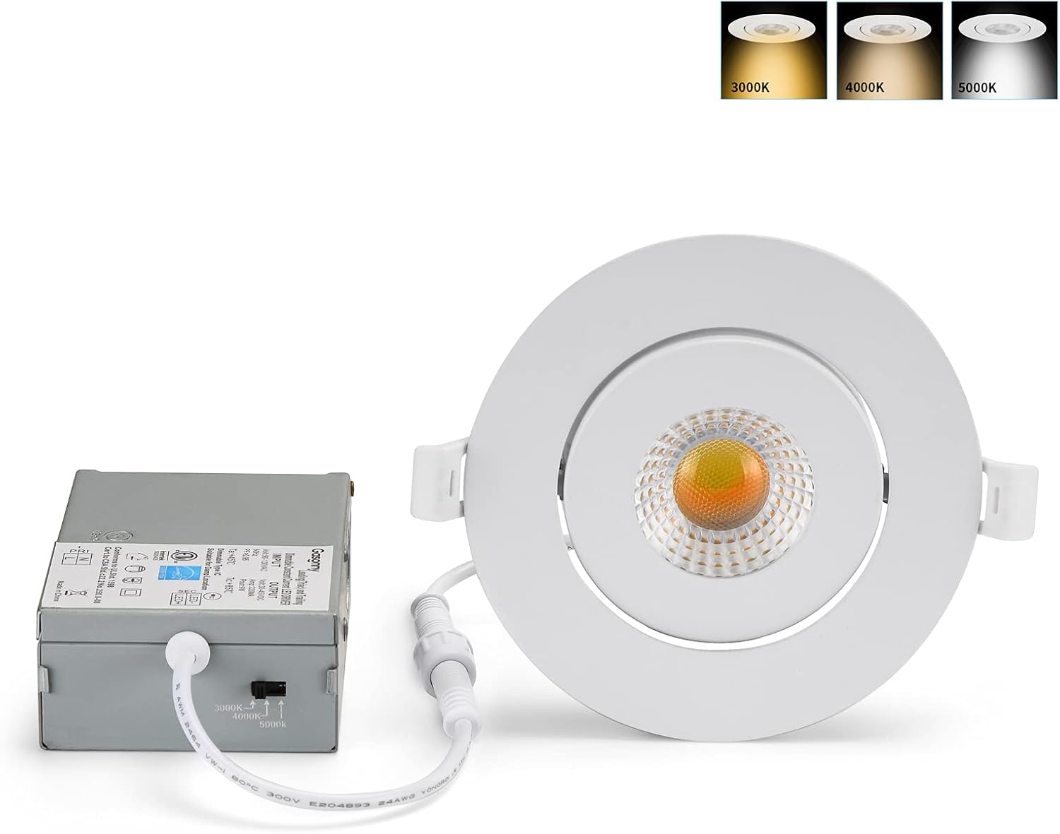 Gasonny 4 Inch Led Recessed Lights Ultra-Thin Adjustable Eyeball Gimbal LED Recessed Lighting with Junction Box 9 Watts 750Lm Dimmable Ceiling Light ETL Listed (3000k/4000/5000k Option 1Pack)