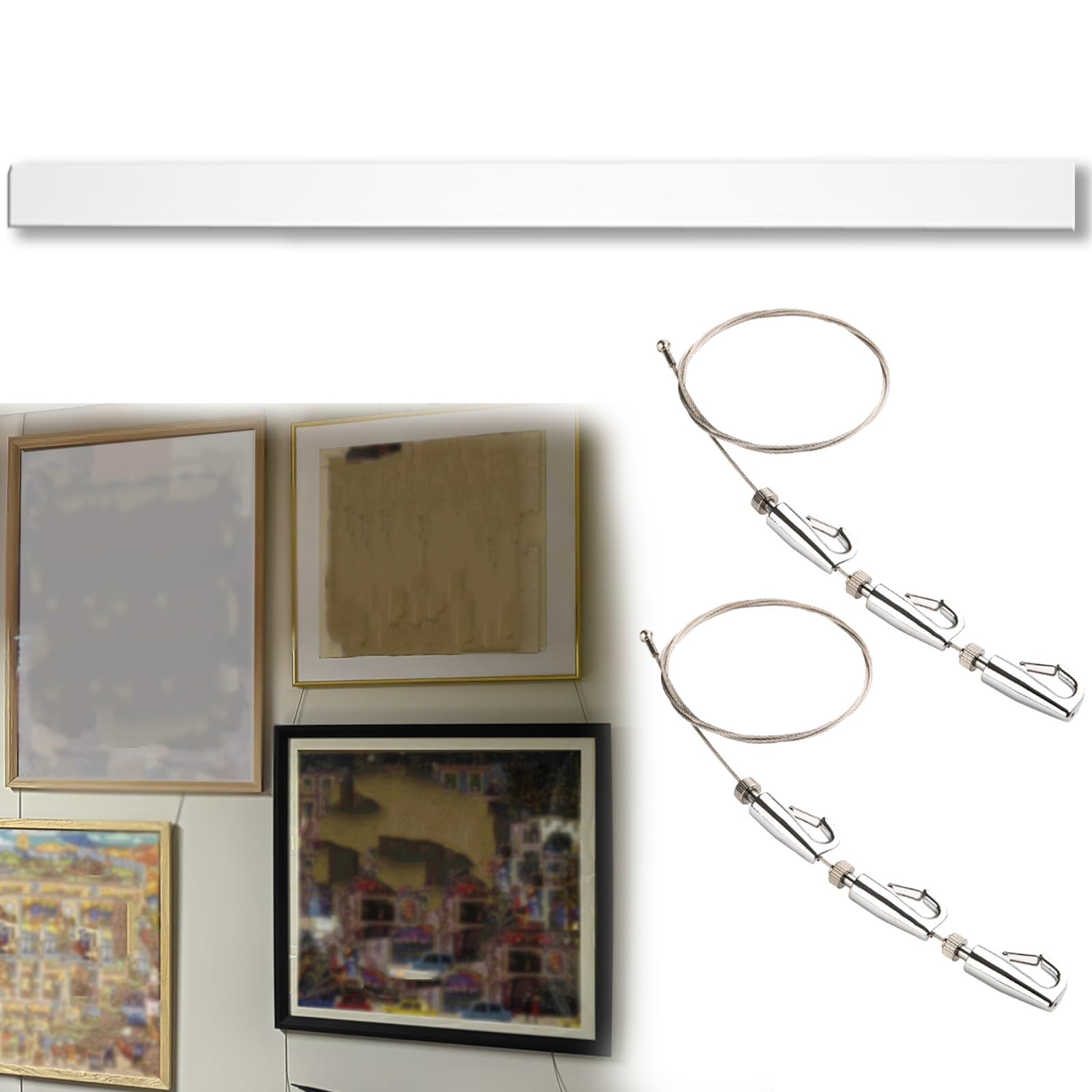 Kit de Fixation Invisible pour Tableaux avec Crochets et Fils réglables pour galerie d'art et décoration intérieure