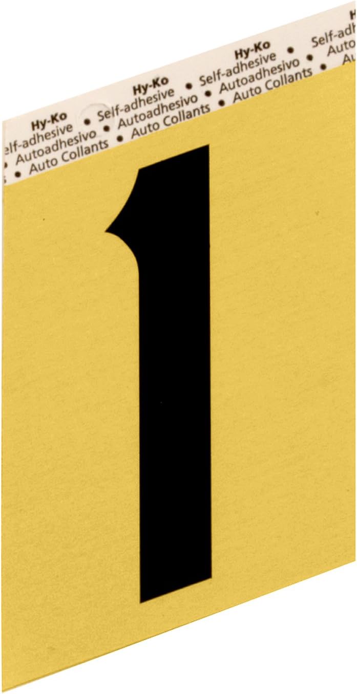 Hy-Ko GG-25/1#1 Self-Adhesive Aluminum Number, 3.5", Black/Gold