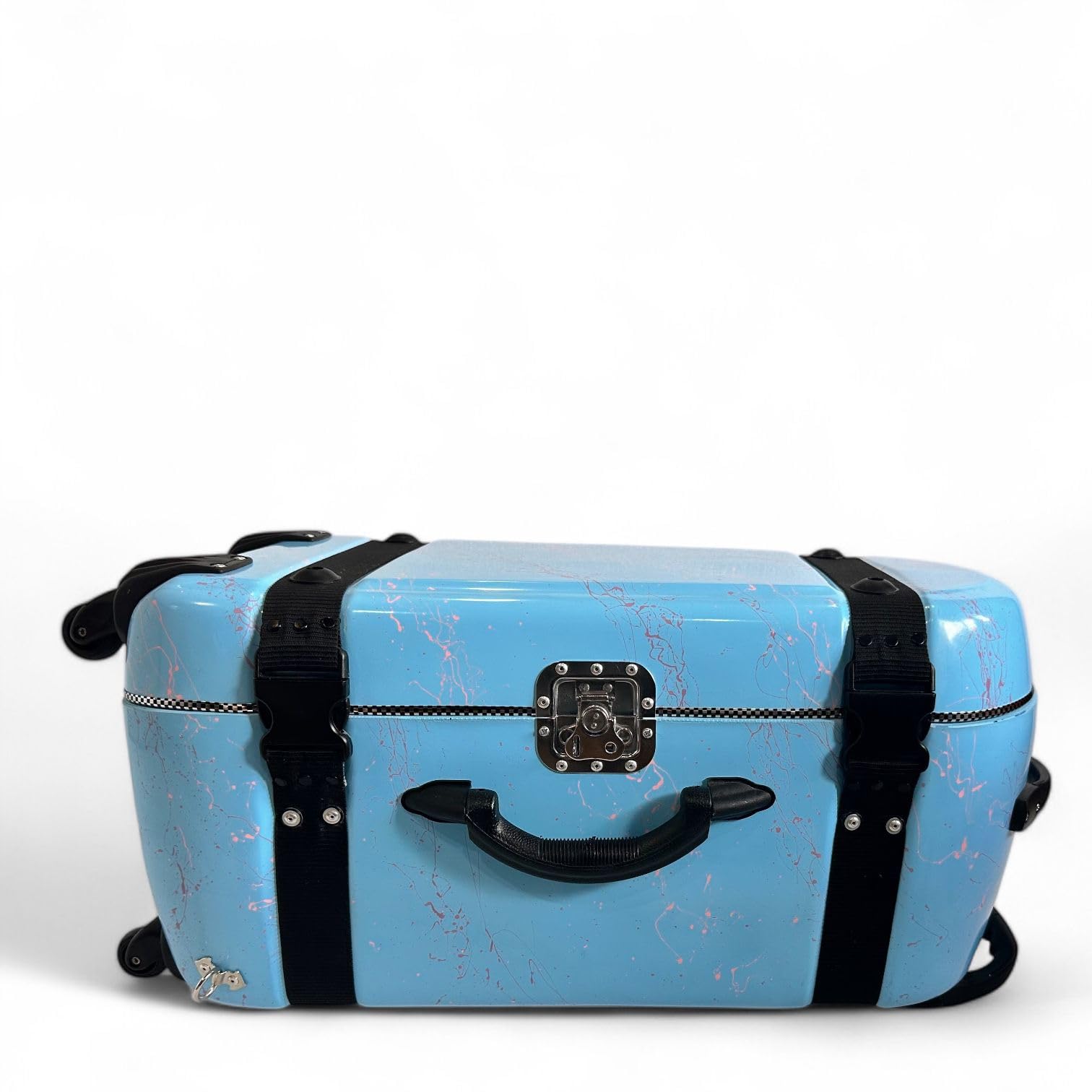 Tabla Fiberglass Case for One Tabla and One Bayan with Double Foam Padding, Velvet Fur Lining, Trolley Handle, and 360° Spinner Wheels for Easy Travel and Protection (SKY BLUE SPLASH)-image-0