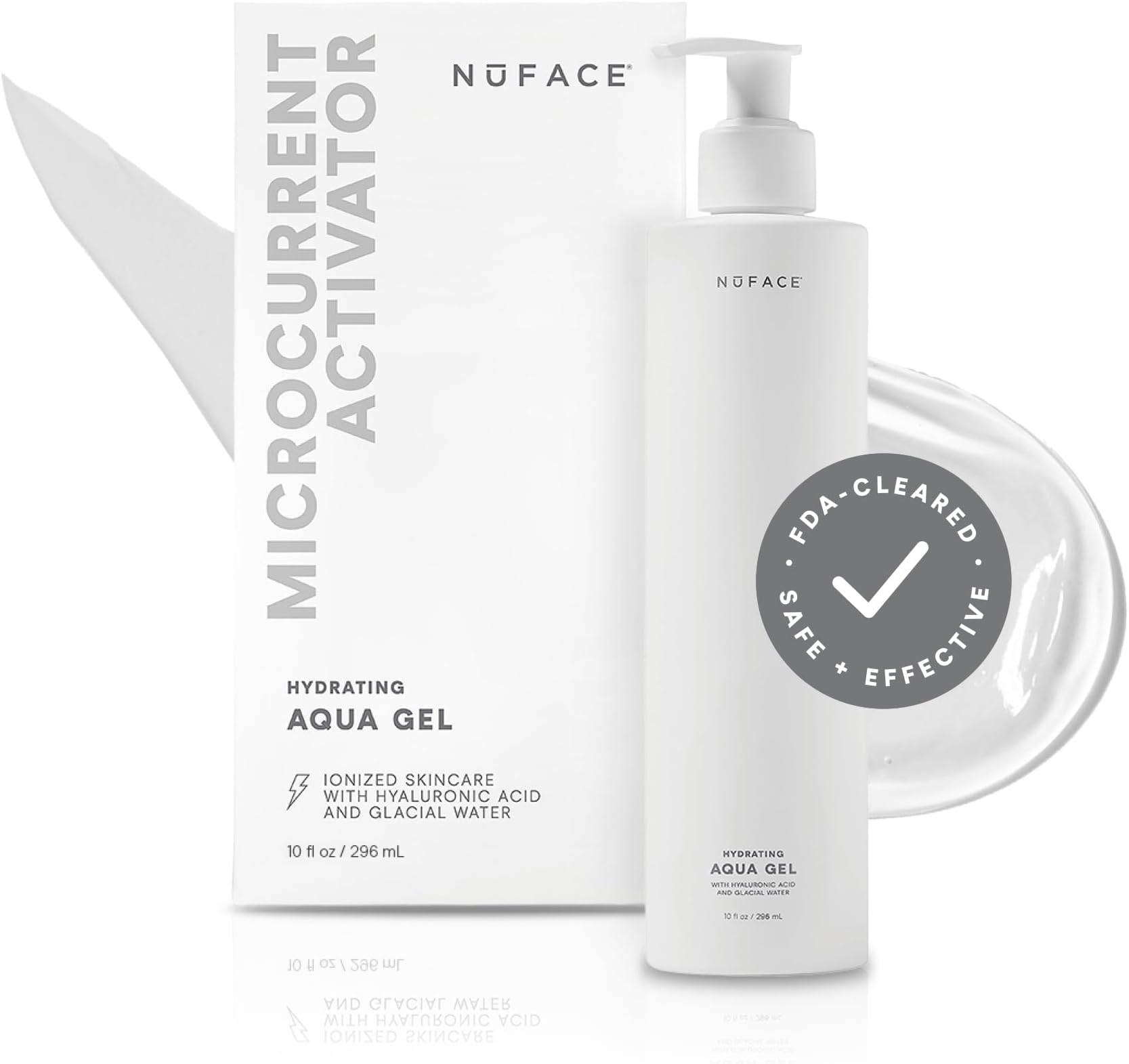 Aqua Gel Activator - Microcurrent Conductive Gel & Activator Powered by IonPlex & Hyaluronic Acid to Enhance Results of NuFACE Microcurrent Facial Device - Improves Skin Radiance (10 oz)