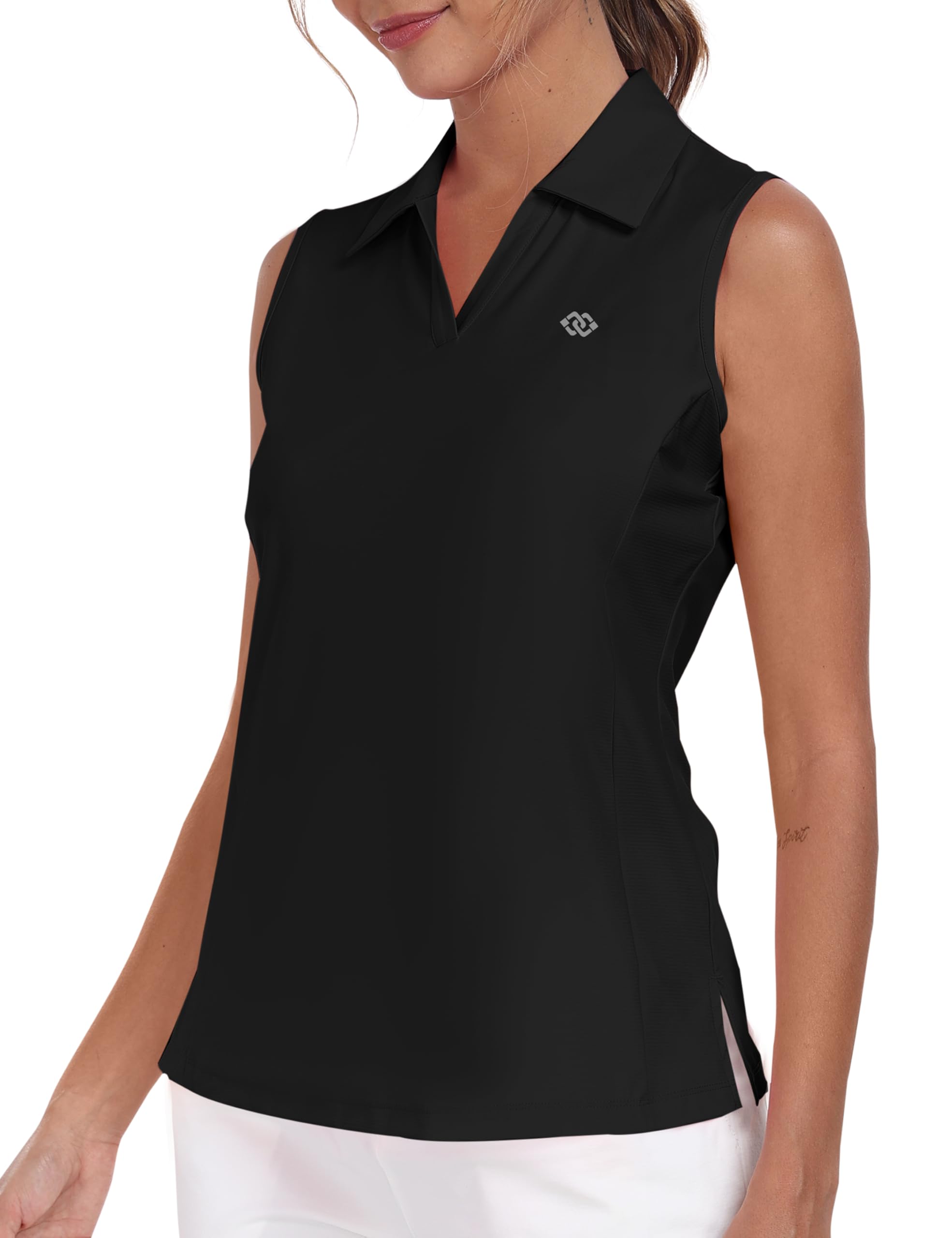 MoFiz Camicie da golf da donna senza maniche Canotte da tennis Racerback Polo Scollo a V Colletto ad asciugatura rapida Canotta atletica