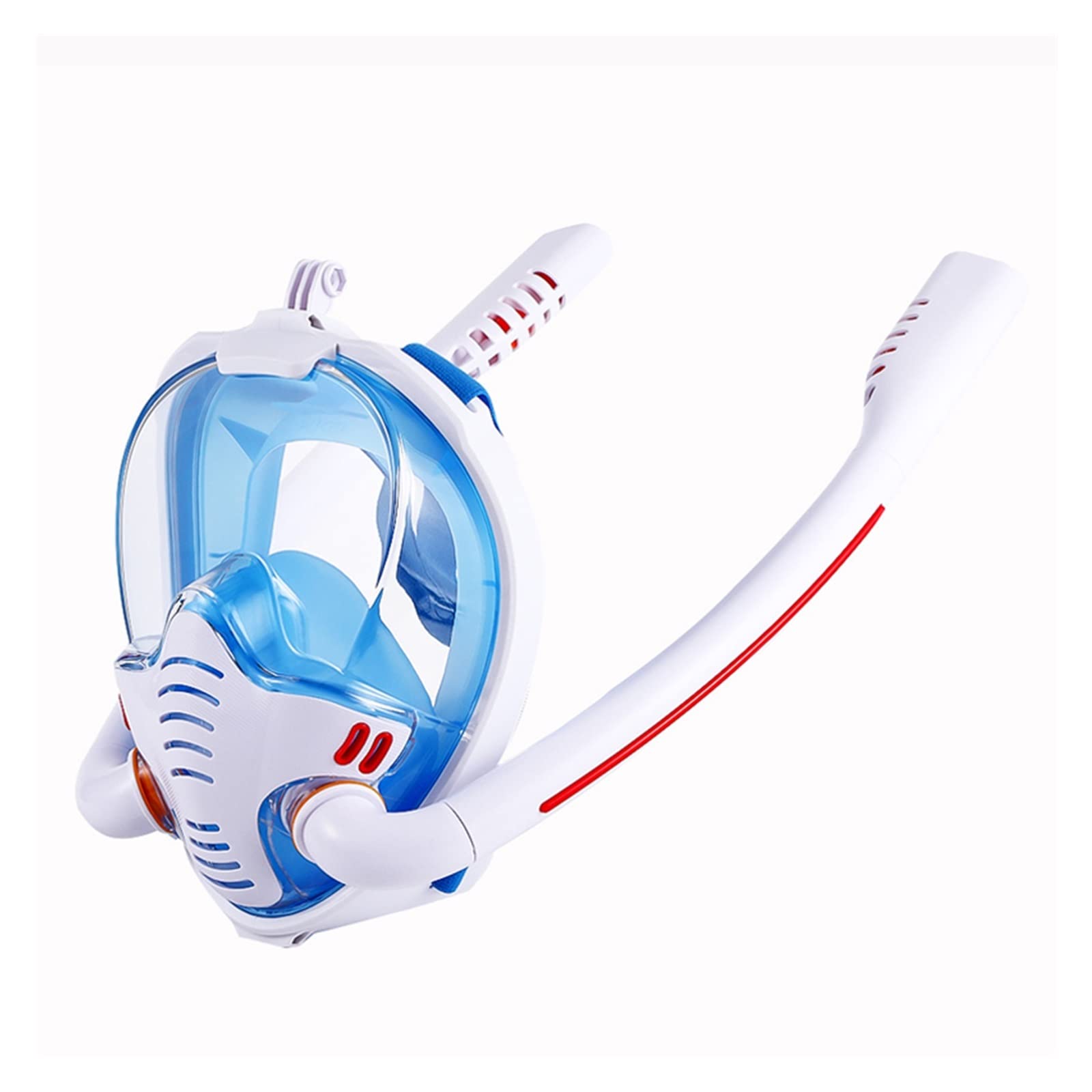 Portable Dive Cylinder, Snorkeling Mask Adult Underwater Anti Fog Full Face Diving Snorkel Goggles Swimming Equipment(White Blue,L/XL)