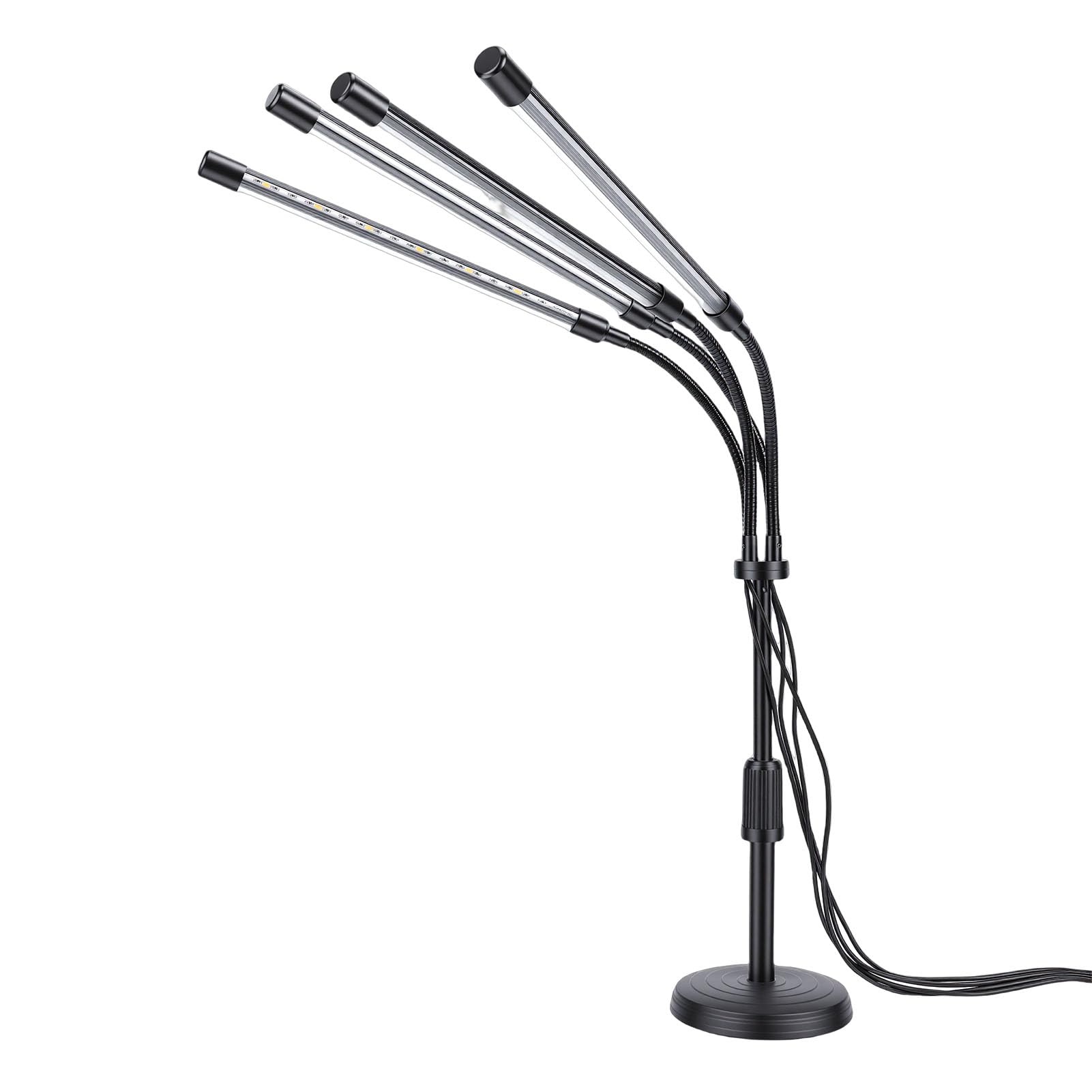 Chrees LED allevare Luci 4 Teste Lampada di Crescita Piante a Spettro Completo con Luminosità Regolabile per Piante D'Interno, Materiale in Alluminio (Supporto da scrivania 4 teste