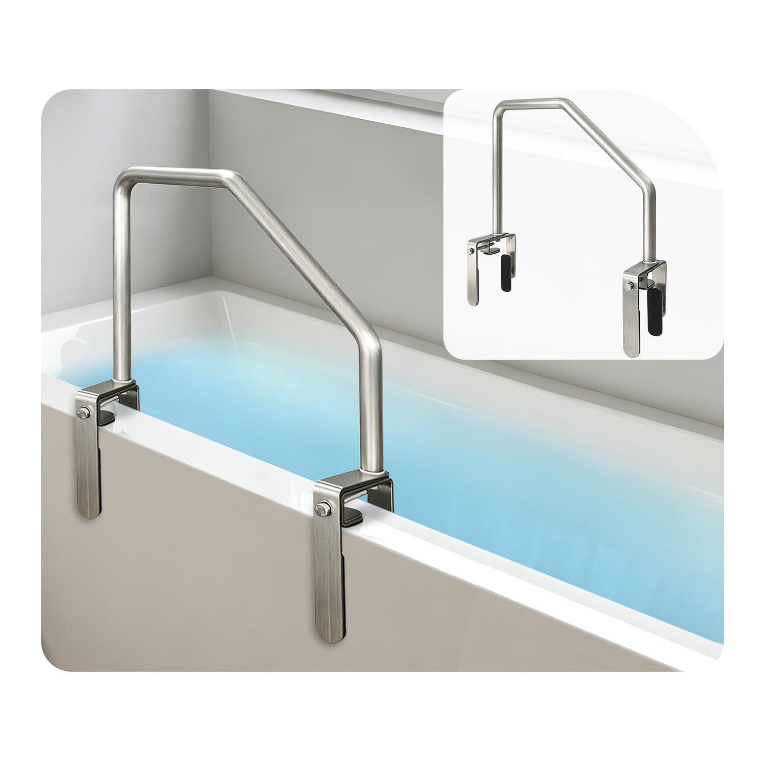 Barra de agarre de seguridad para personas mayores, barra de agarre de seguridad sin taladro, rieles de bañera ajustables para adultos mayores, barra de agarre para ducha, barandilla de bañera para