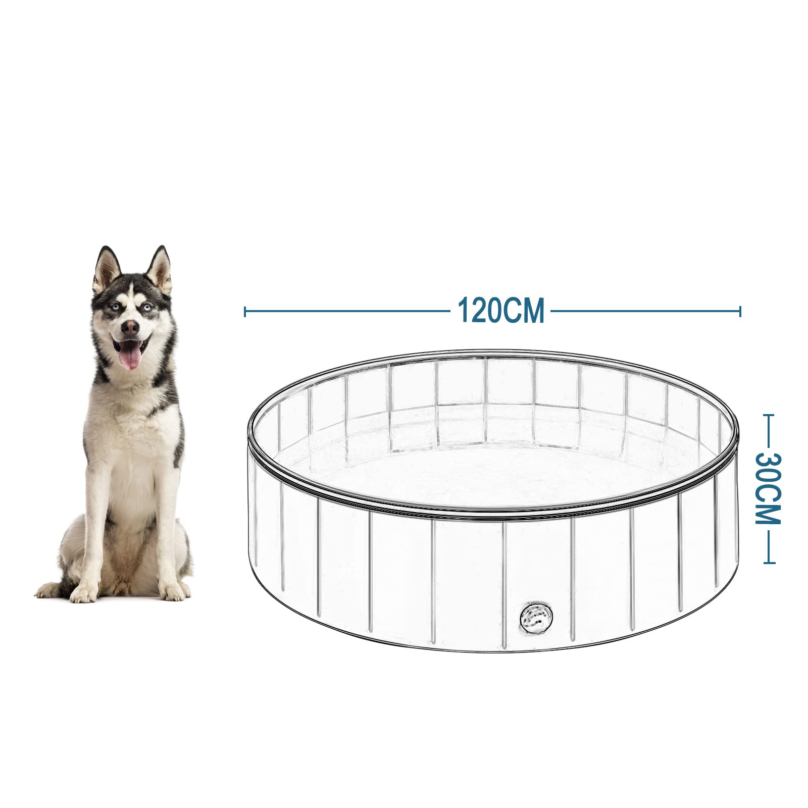 EUGAD Piscina para Perros Portátil Piscina para Mascotas Gatos Bañera Plegable para Perros Grande Antideslizante con PVC Natación Piscina para Mascotas Gris Claro 120x30cm