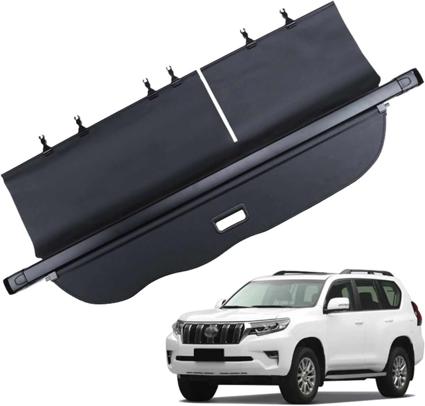 for Toyota Prado FJ150 LC150 2010-2022 Cargo Cover Trunk Retractable Parcel Rack Waterproof Shield Privacy Auto(Beige)