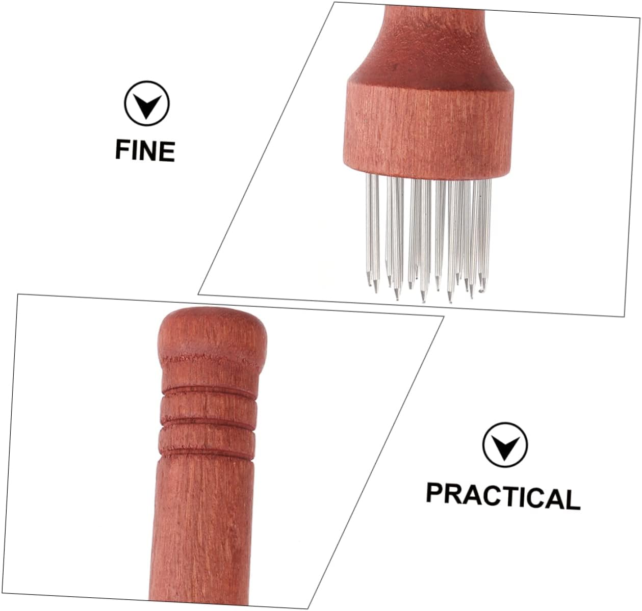 2pcs Stainless Steel Meat Tenderizer Wooden Handle Practical Pounding Tool for Pork Beef and Chicken Easy to Clean and Store Household Kitchen Essential