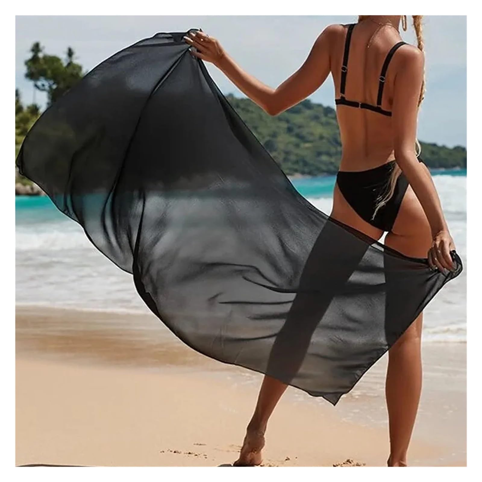 Falda Corta Larga De Playa for Mujer | Pareo Traje de baño Encubrimientos Verano Bikini Wrap Bufanda transparente for encubrimientos de trajes de baño