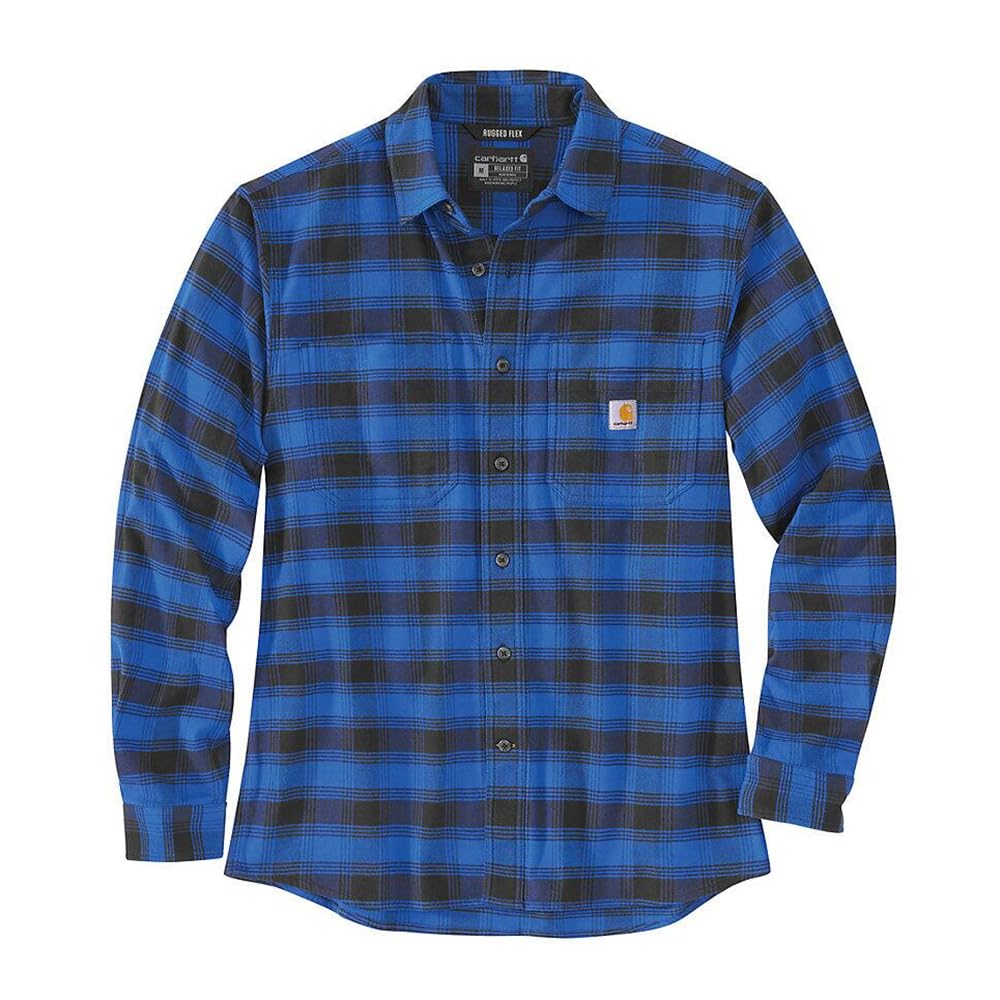 Carhartt Men's 105945 Rugged Flex® Relaxed Fit Midweight Flannel Long-S - Medium Regular - Glass Blue