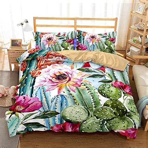 Miniatura 7 de Juego de ropa de cama 3D con estampado de plantas tropicales, juego de funda de edredón realista con funda de almohada, textiles para el hogar,
