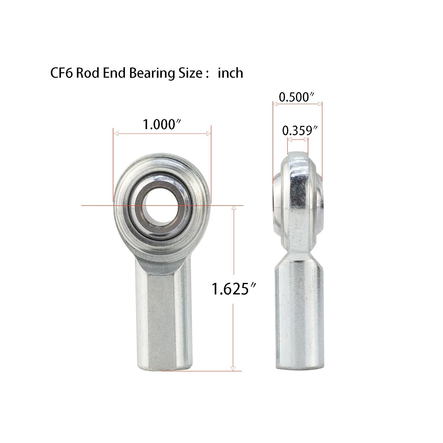 CF4 Rod End Bearing Heim Joints Right Hand 1/4 x1/4-28 Female Thread Heim Joint with Jam Nuts 2pcs