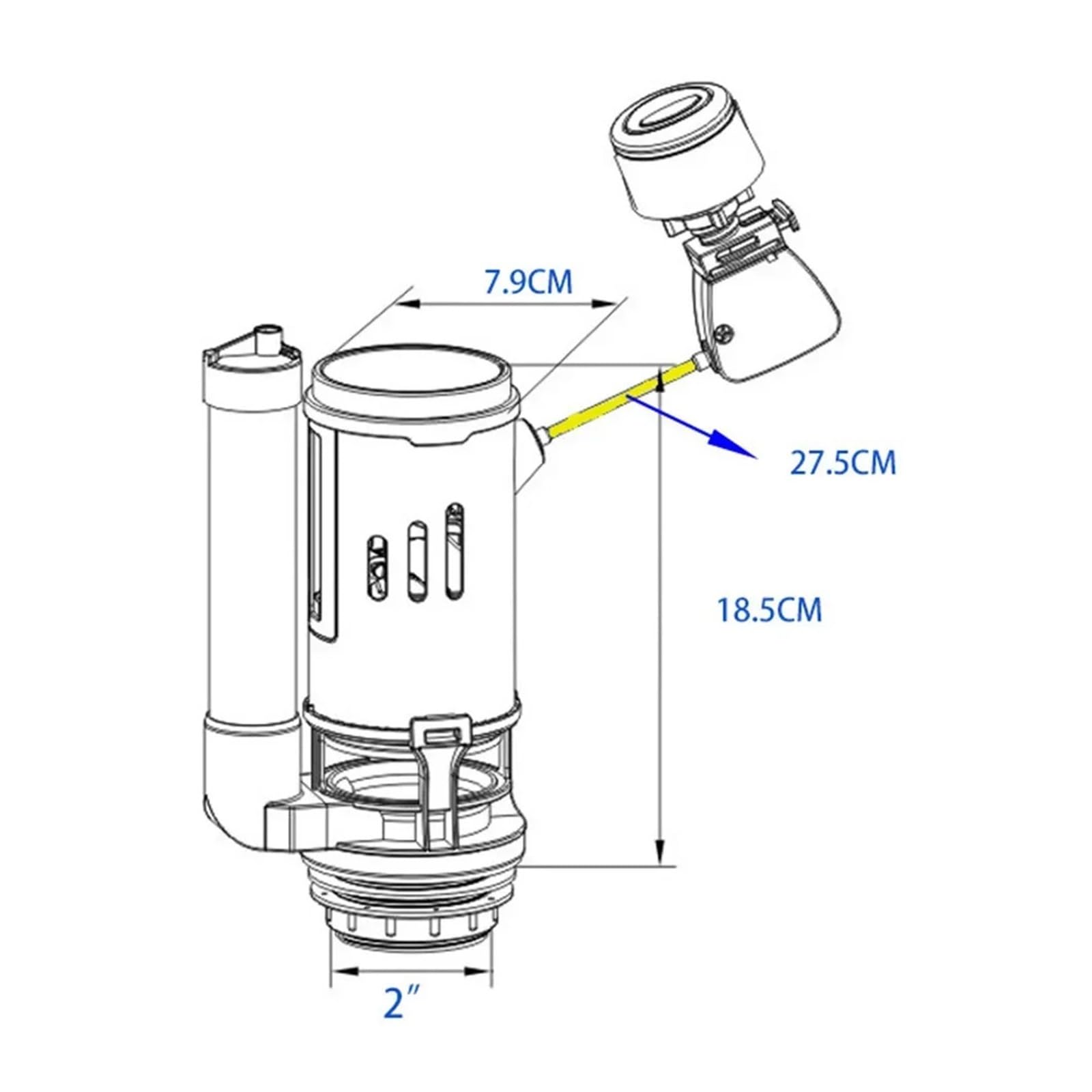 Scarico manuale per WC Valvola Di Scarico Doppio For Cassetta WC Con Pulsante, Regolabile Da 1,5" E 2"