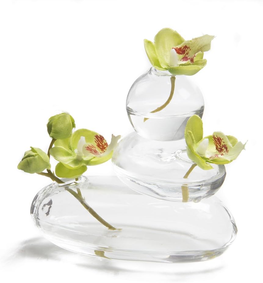 Hudson Rockpile, Unique Glass Flower Vase, Small and Elegant Bud Vase, Decorative Vase for Home Decor Office Place Settings