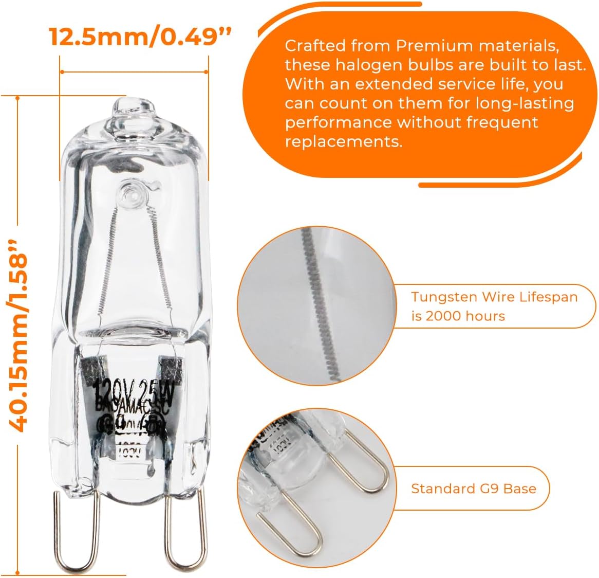 for Whirlpool Oven Light Bulb 120V 25W G9 for WPW10169757 4 PCS for Microwave Kitchenaid W10208564 Halogen Wall Oven Light Bulbs