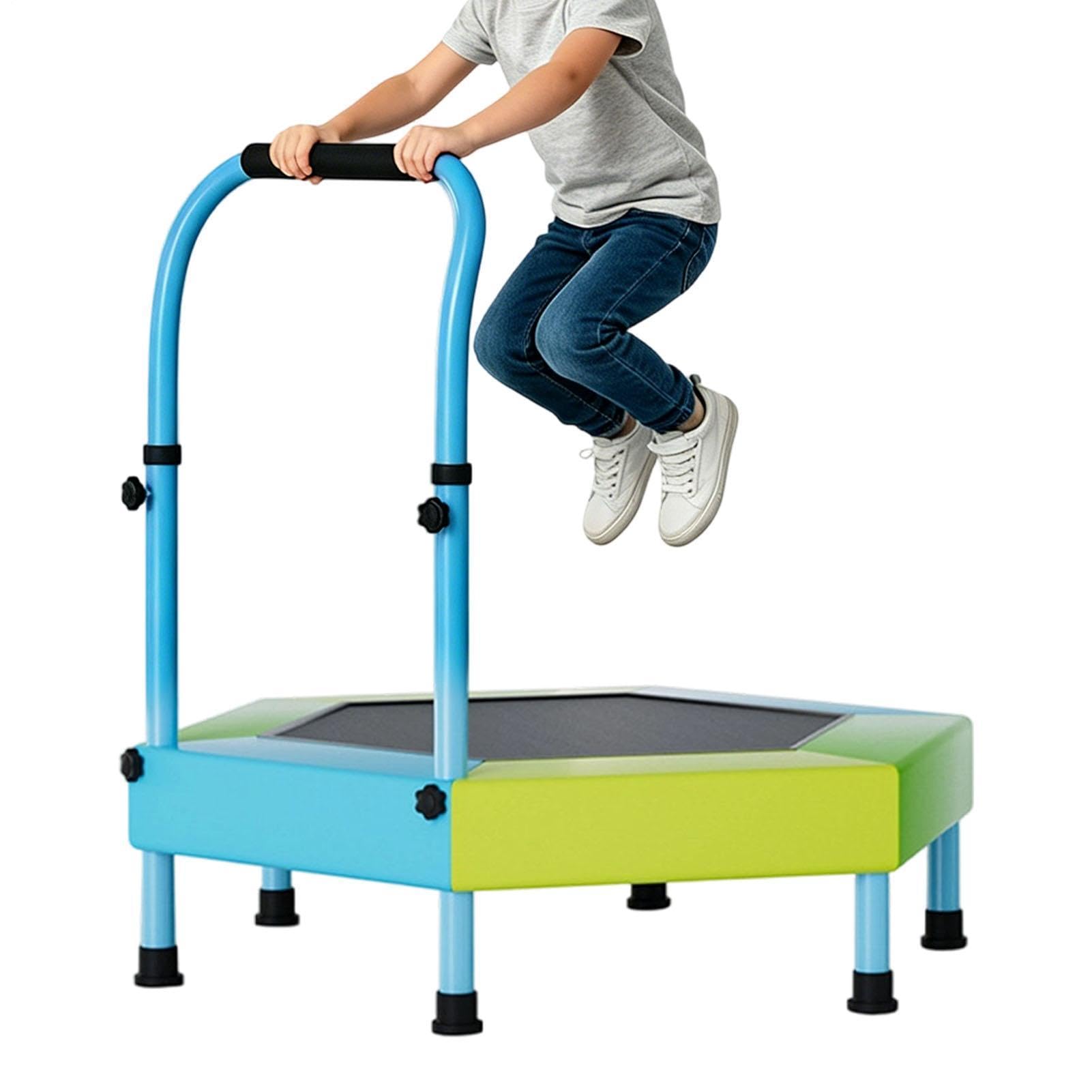 Trampolín para interiores, equipo de salto plegable de 3 pies, trampolín de salto con mango ajustable, para jardín, patio, césped, parque infantil, gimnasio, hogar, guardería, aula preescolar
